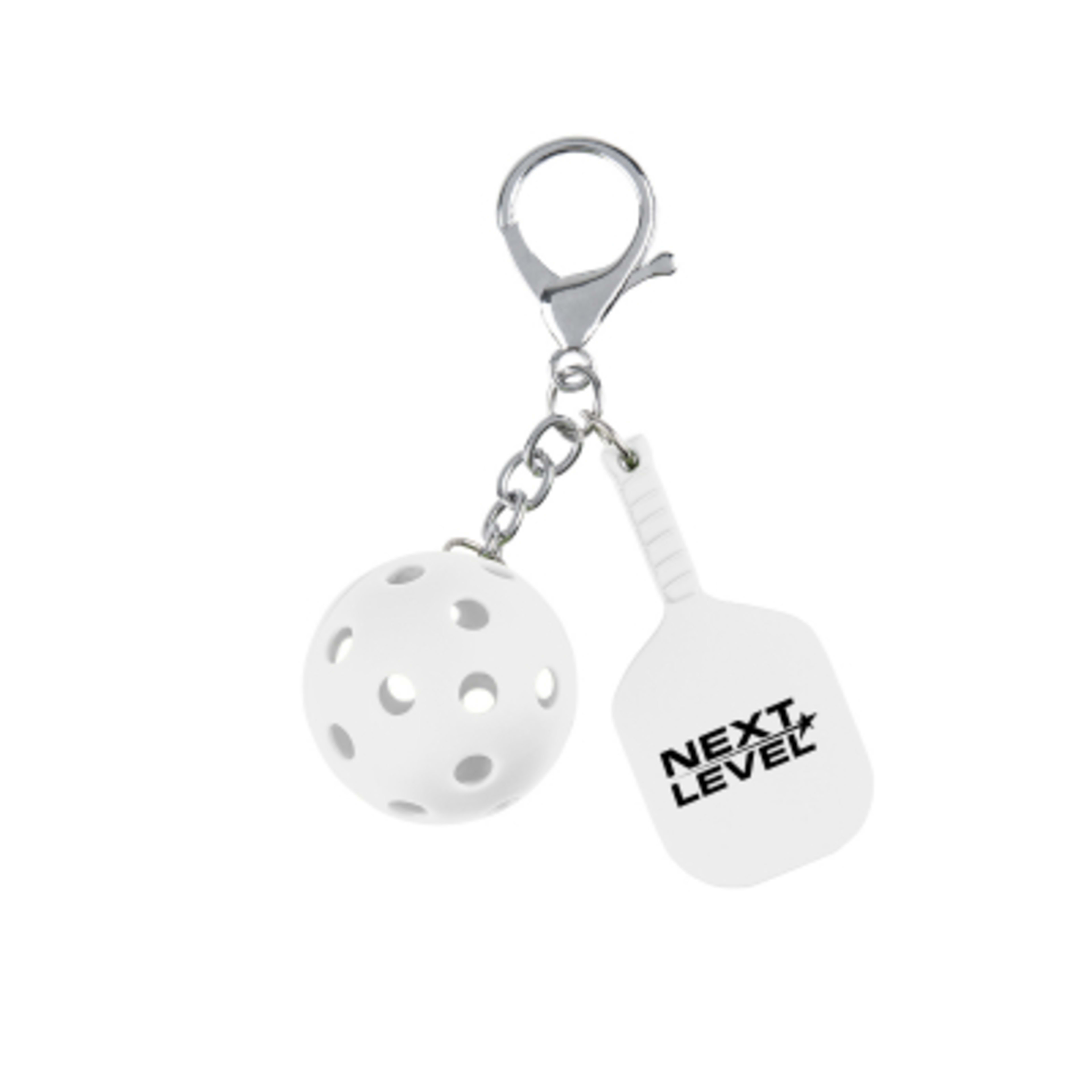 Pickleball Keychain Paddle and Ball Set - 1 x 2.25 in - White - Padprint - product view 2