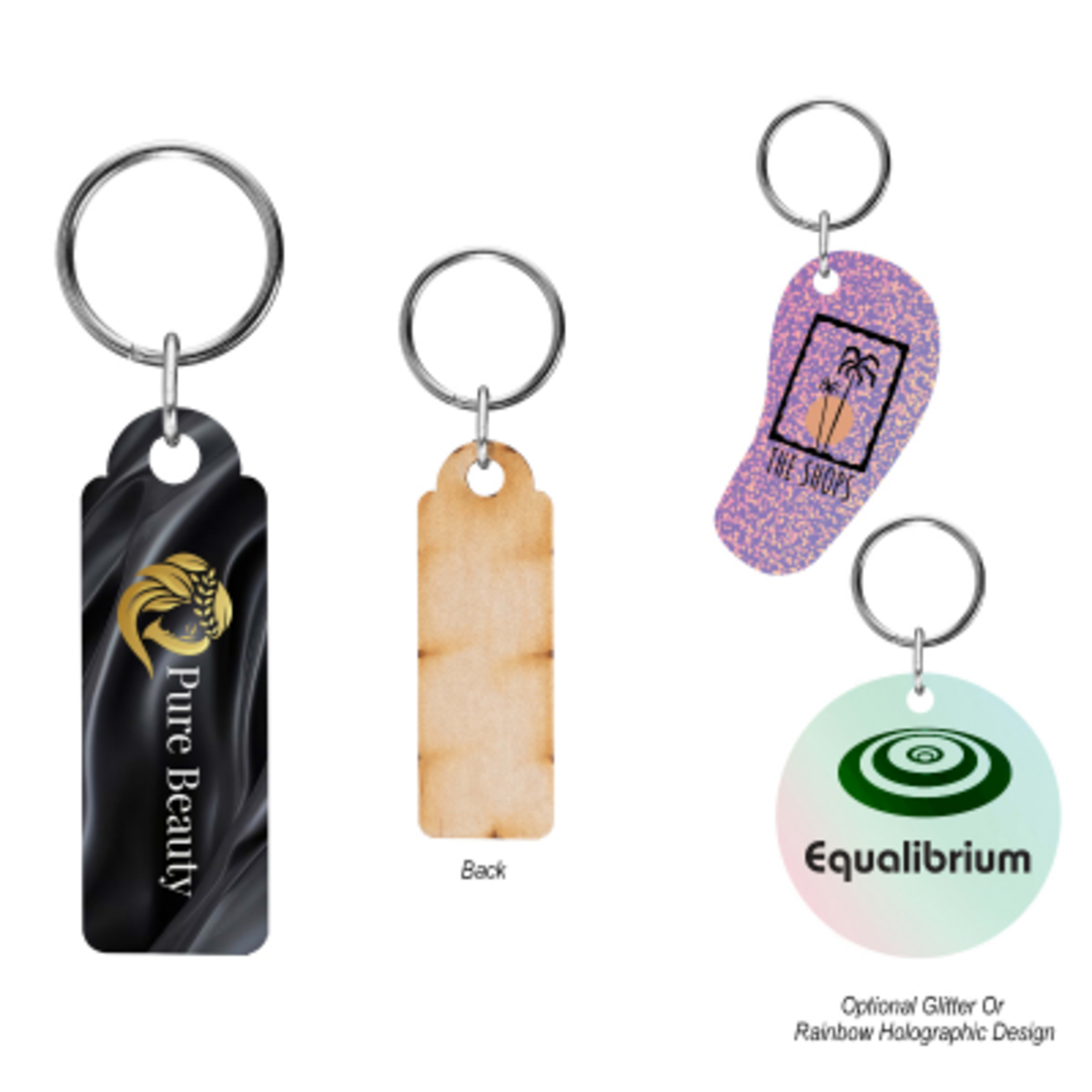 Wood Key Tag Full Color Edge-to-Edge - 3 x 1 in - Group Shot - product view 1