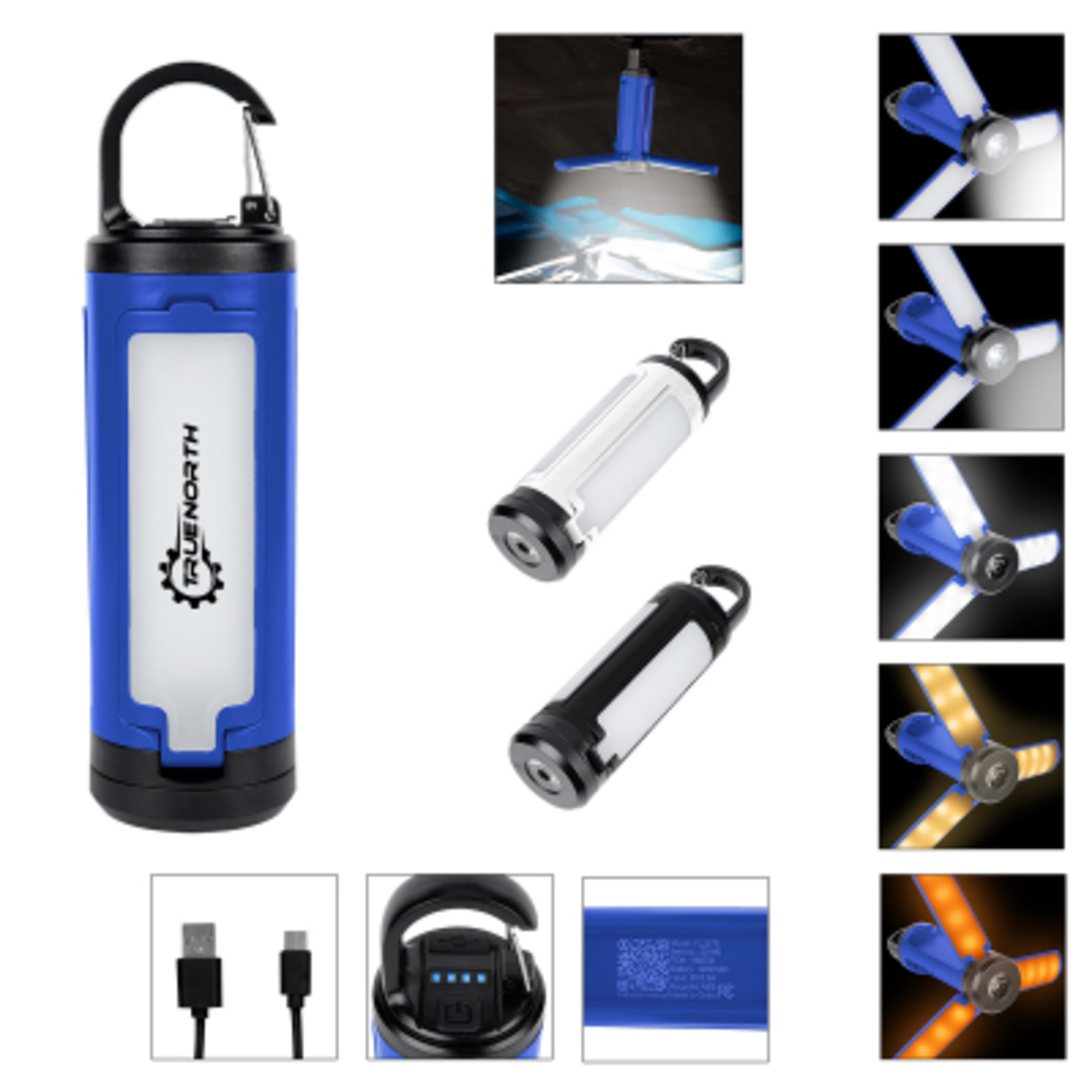 LED Rechargeable Lantern Multi-Function with Carabiner - 6.75 in - Group Shot - product view 1