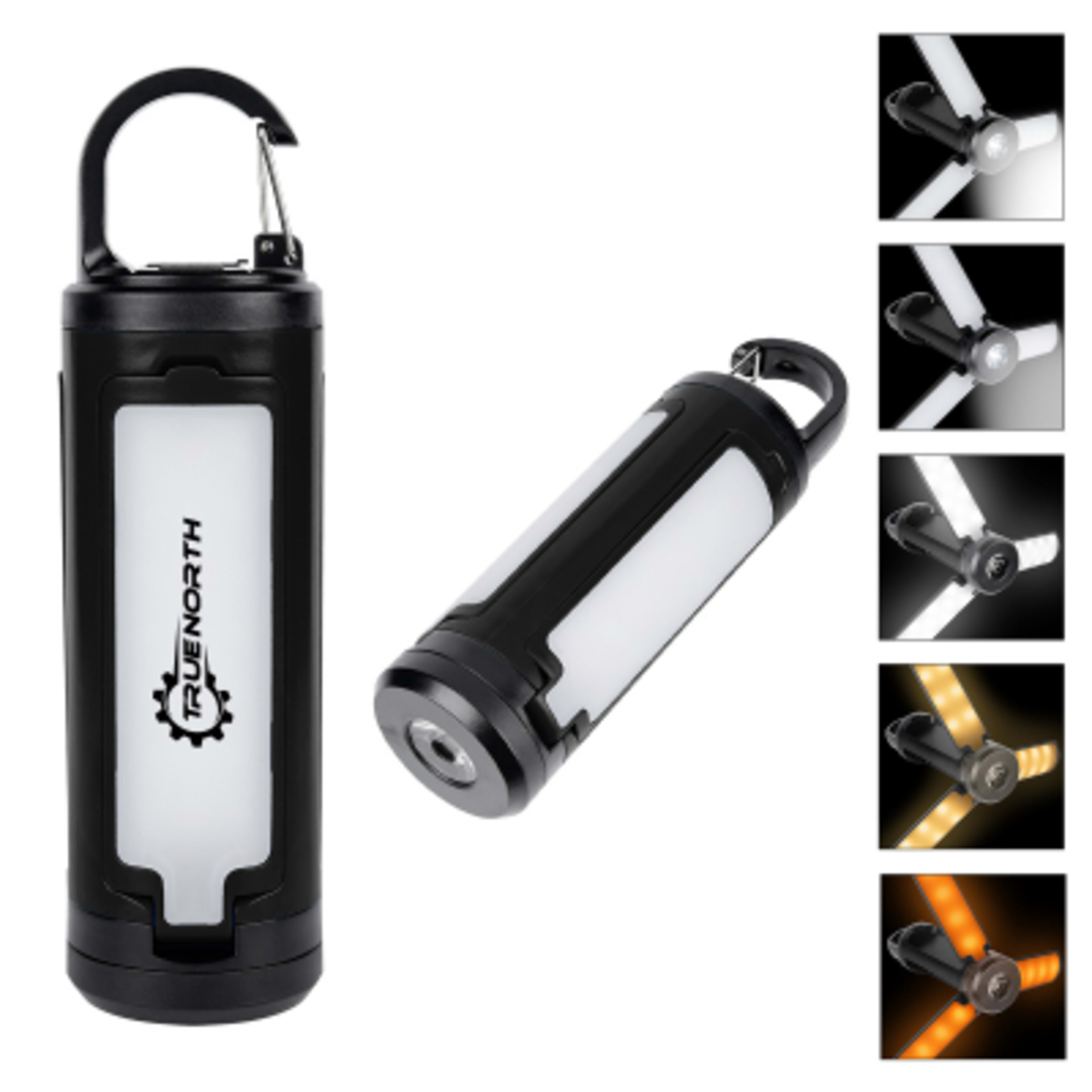 LED Rechargeable Lantern Multi-Function with Carabiner - 6.75 in - Black - Padprint - product view 2