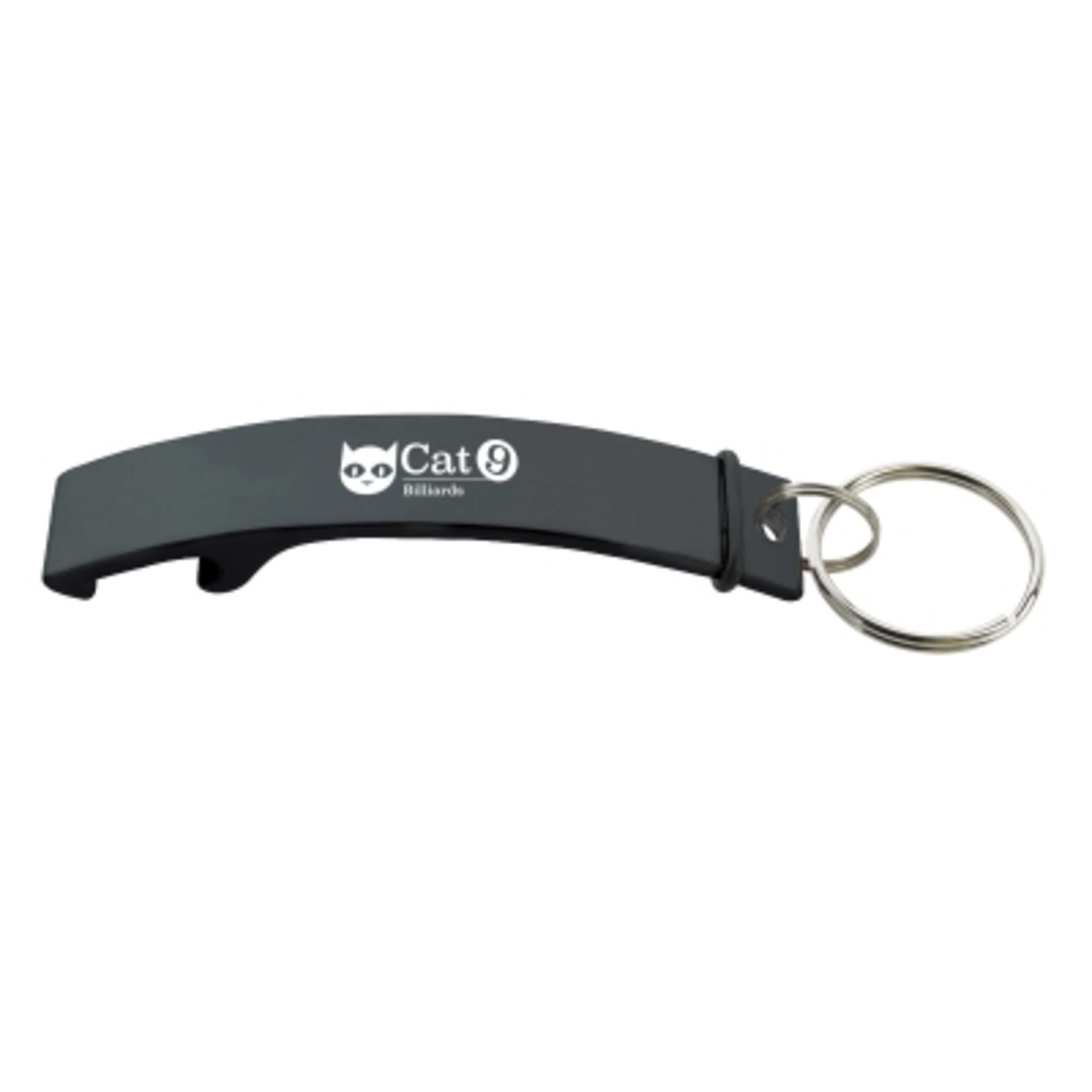 Bottle Opener Keychain Curved Aluminum - 3.125 in - Black - Laser - promotional product with custom logo