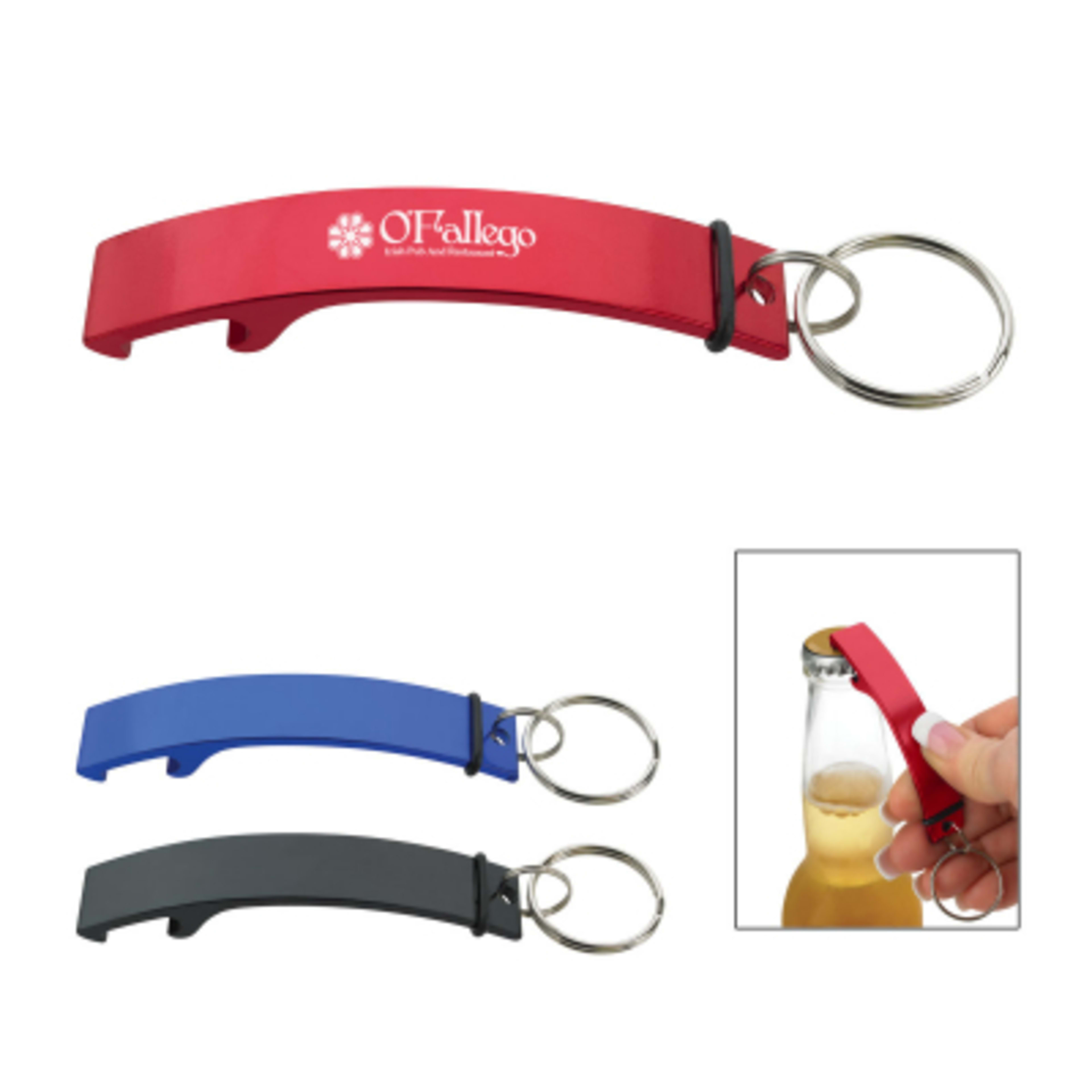 Bottle Opener Keychain Curved Aluminum - 3.125 in - Group Shot - product view 3