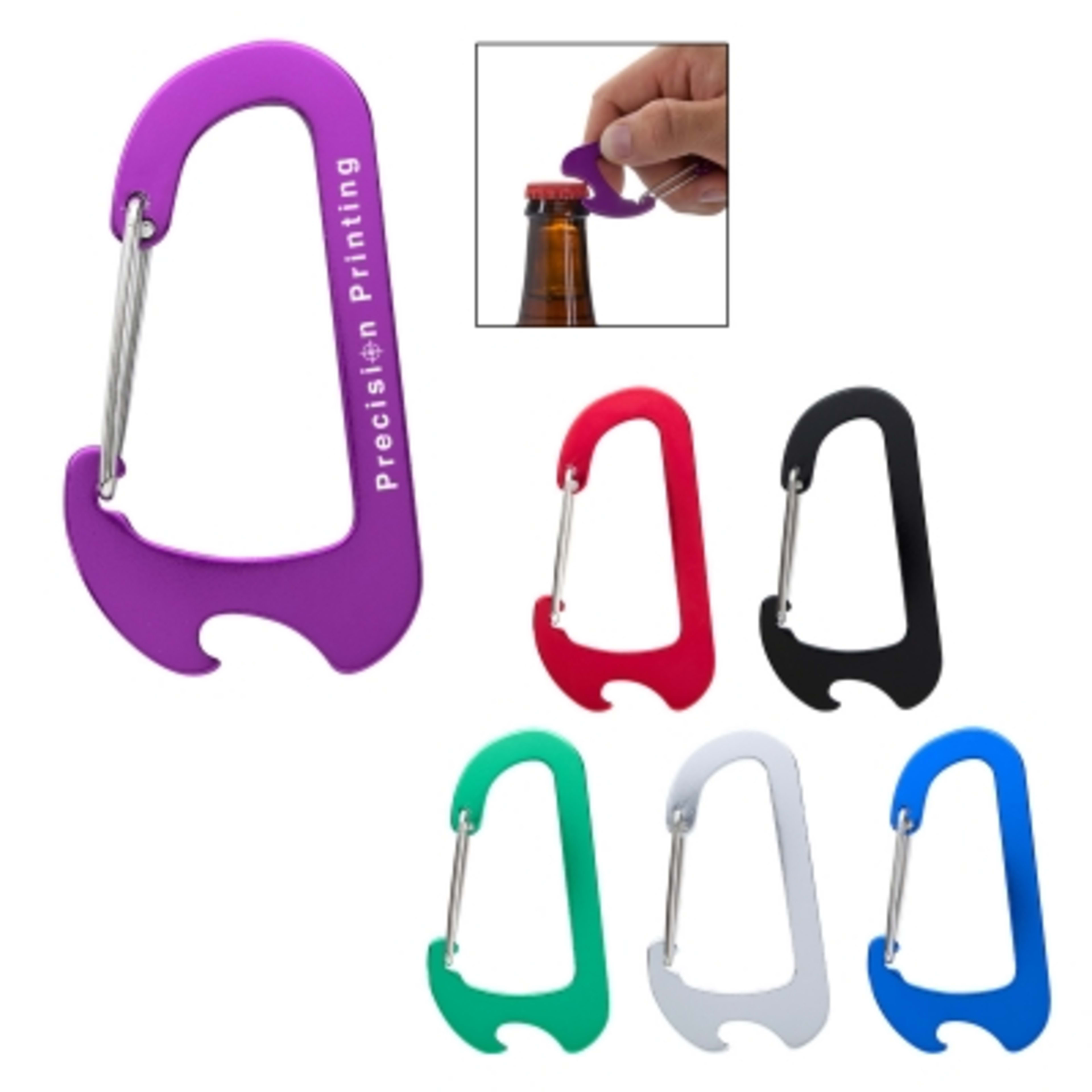 Carabiner Bottle Opener Metal Chaz Style - 1.75 x 3 in - Group Shot - product view 3