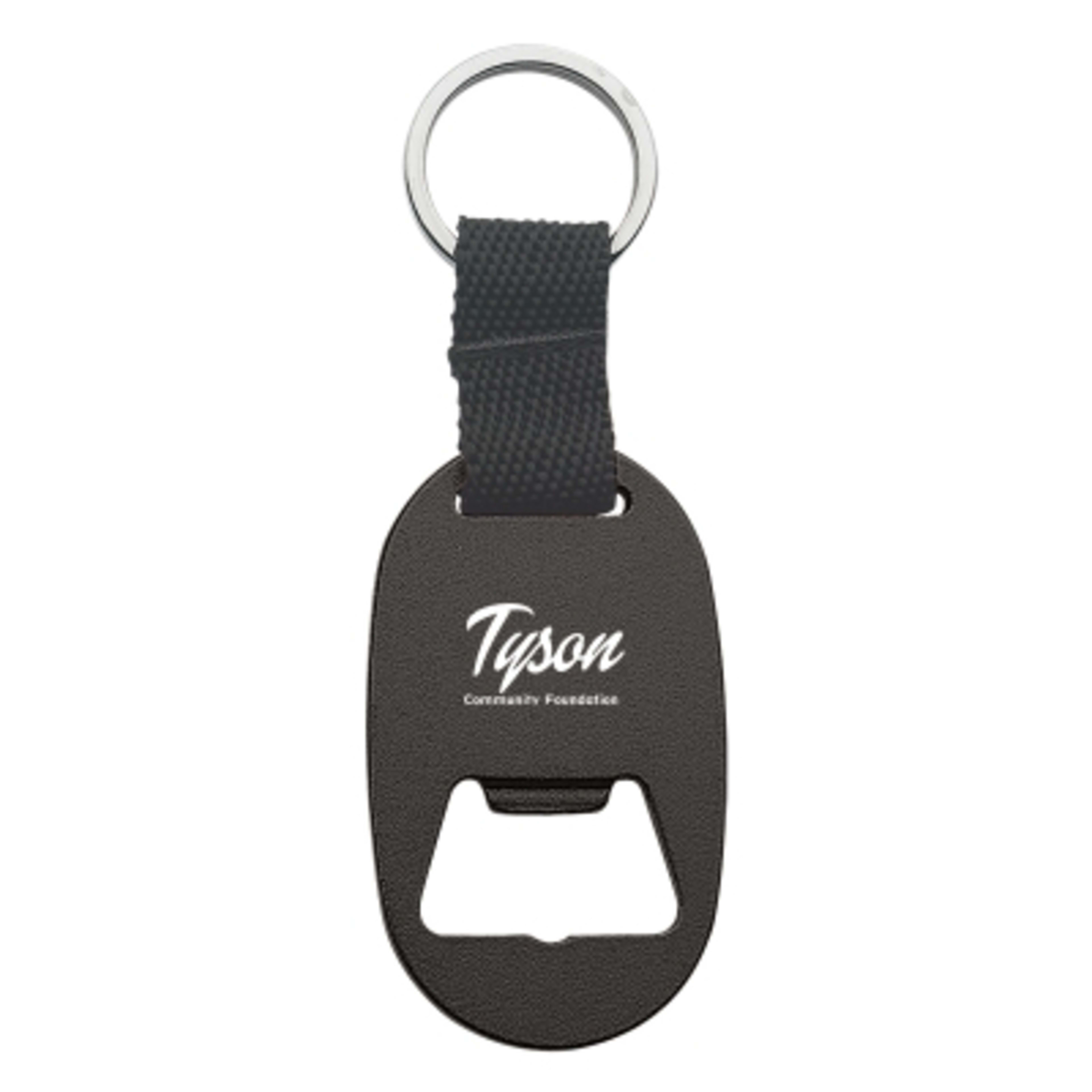 Bottle Opener Keychain Metal Tag Style - 1.375 x 3.75 in - Black - Laser - product view 1