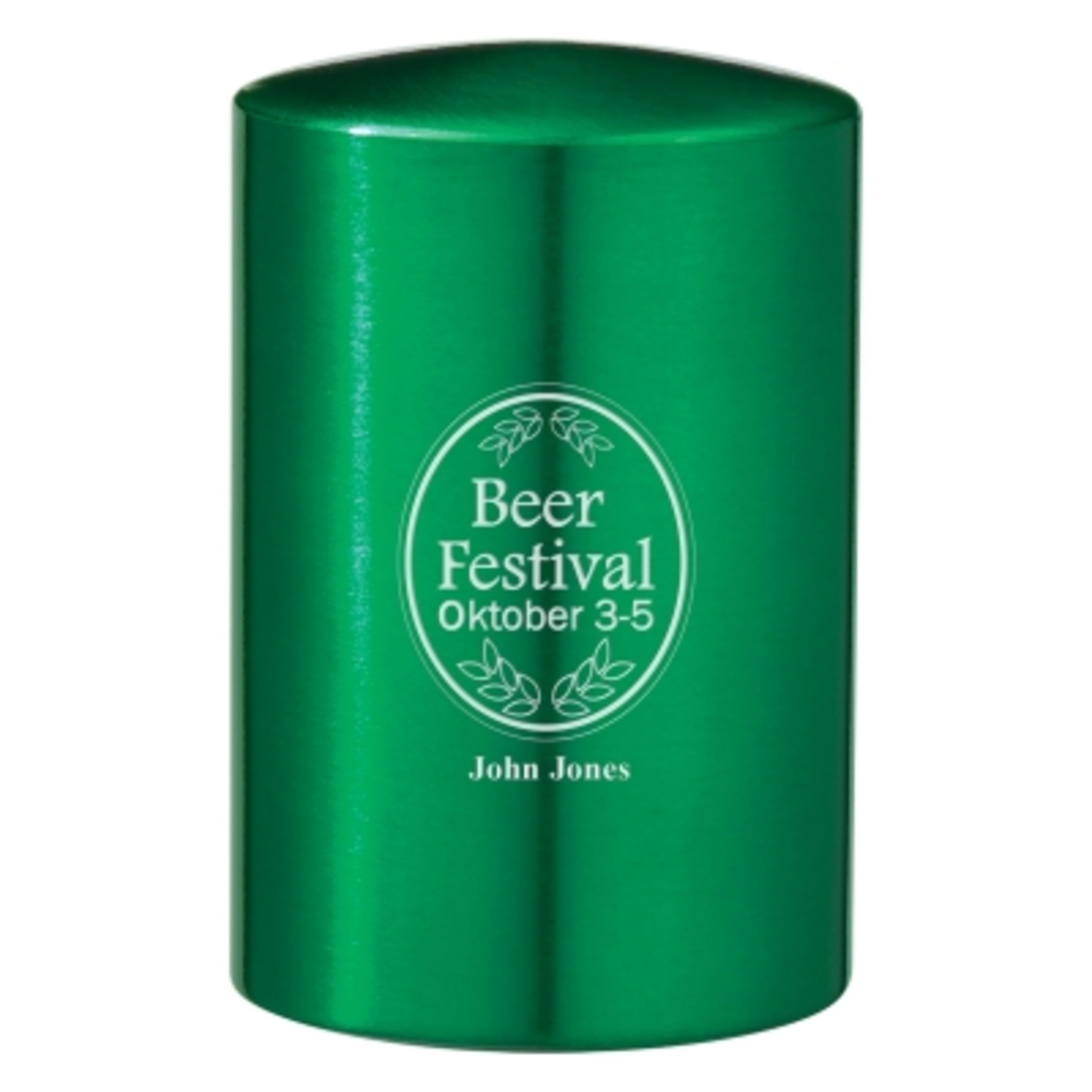Bottle Opener Push Down Aluminum Universal - 2 x 3 in - Green - Personalization Laser - product view 2