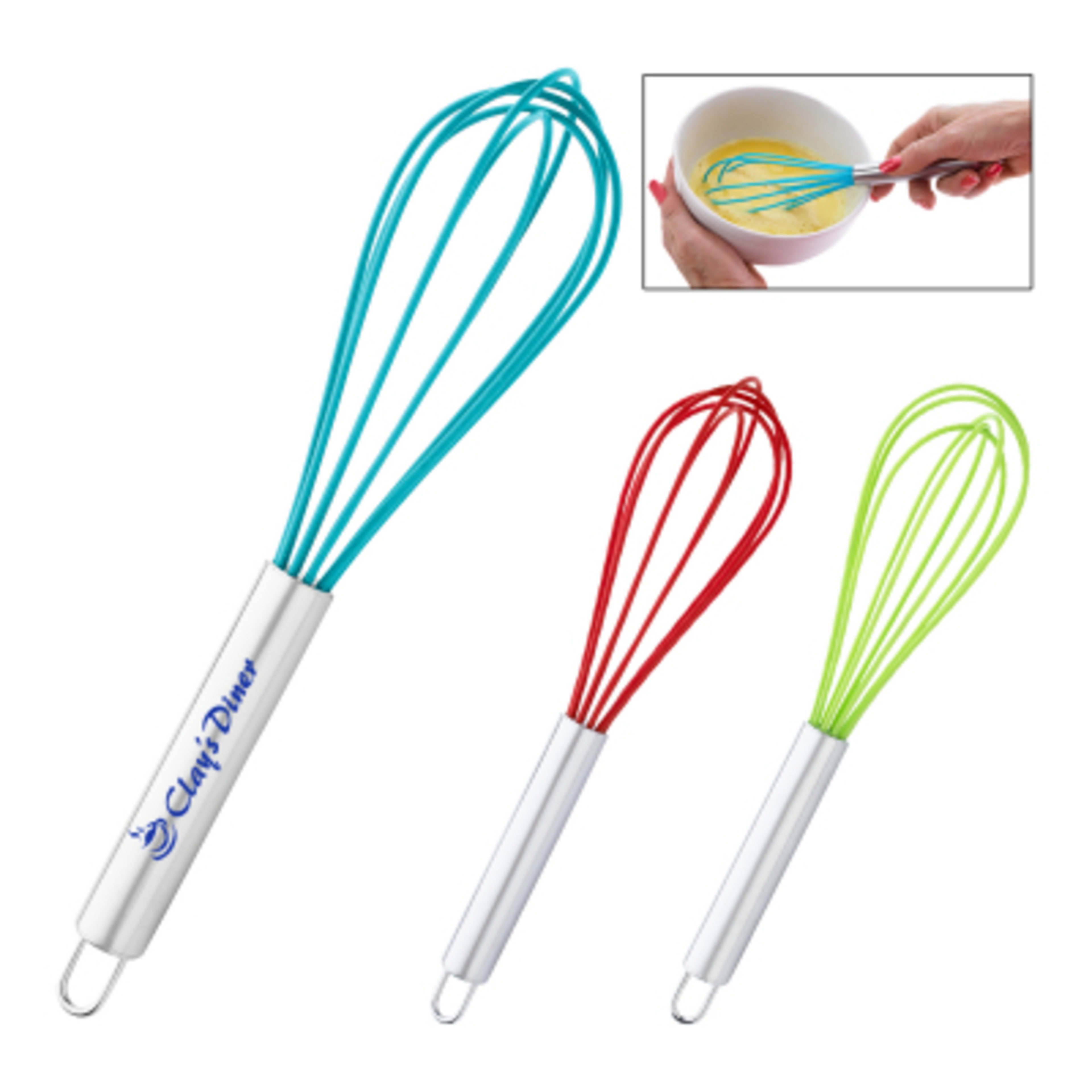Stainless Steel Whisk with Rubber Handle - 10 in - Group Shot - product view 2