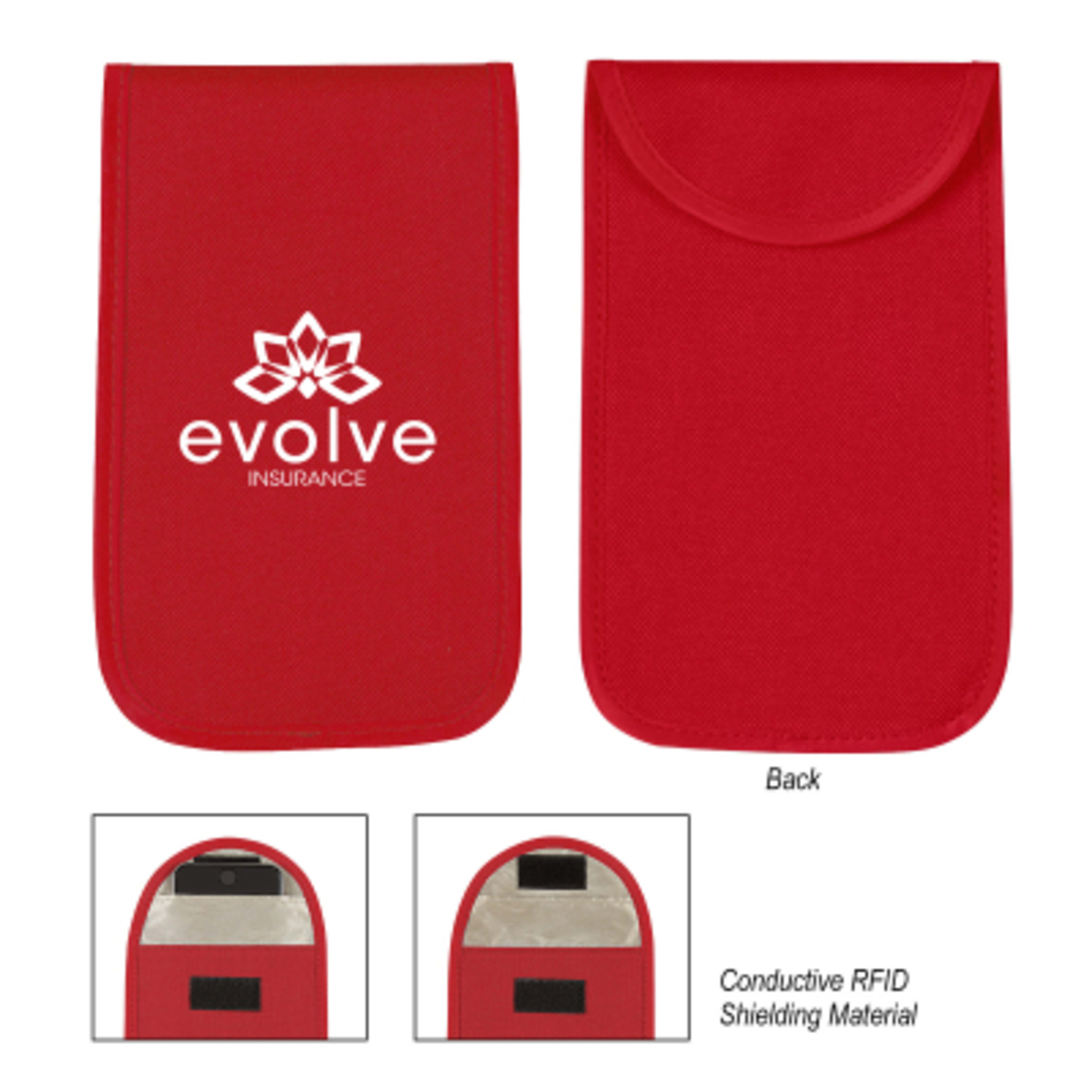 Phone Case RFID Blocking Signal Shielding - 4.75 x 7.5 in - Red - Silkscreen - product view 1