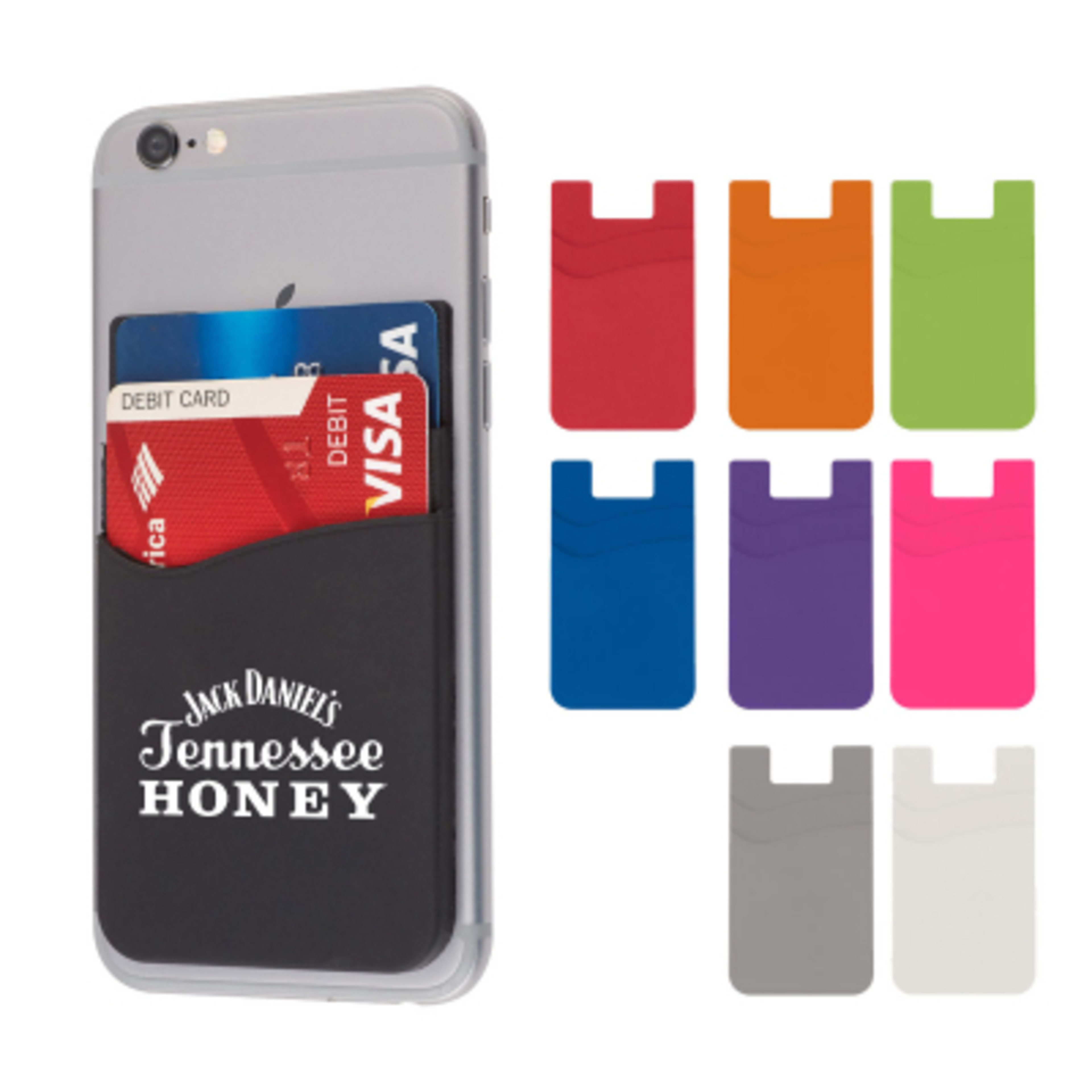 Phone Wallet Silicone Dual Pocket Adhesive - 2.25 x 3.9 in - Group Shot - product view 2