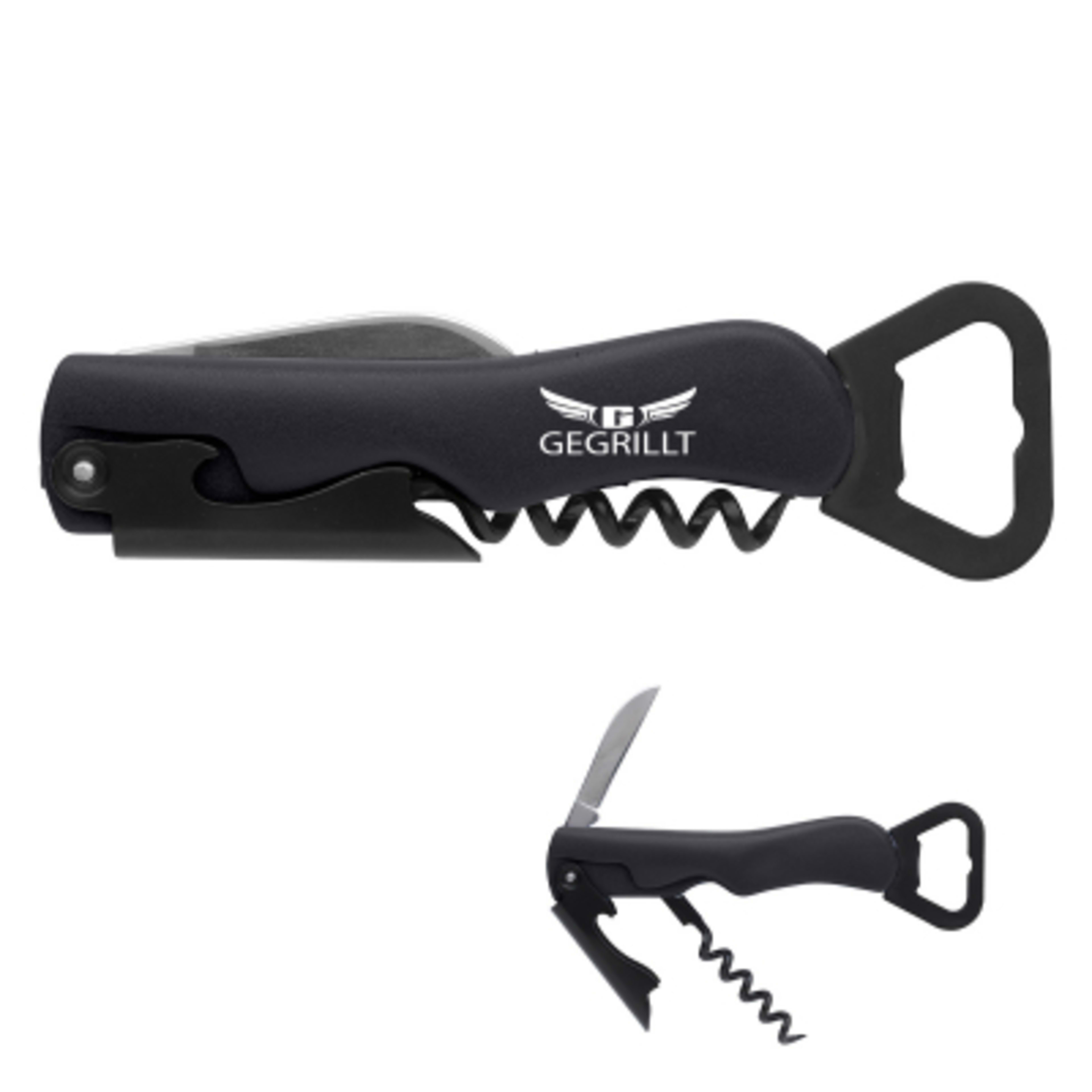 Waiter's Knife 4-in-1 Multi-Tool Bottle Opener - 5.5 in - Black - Padprint - product view 1