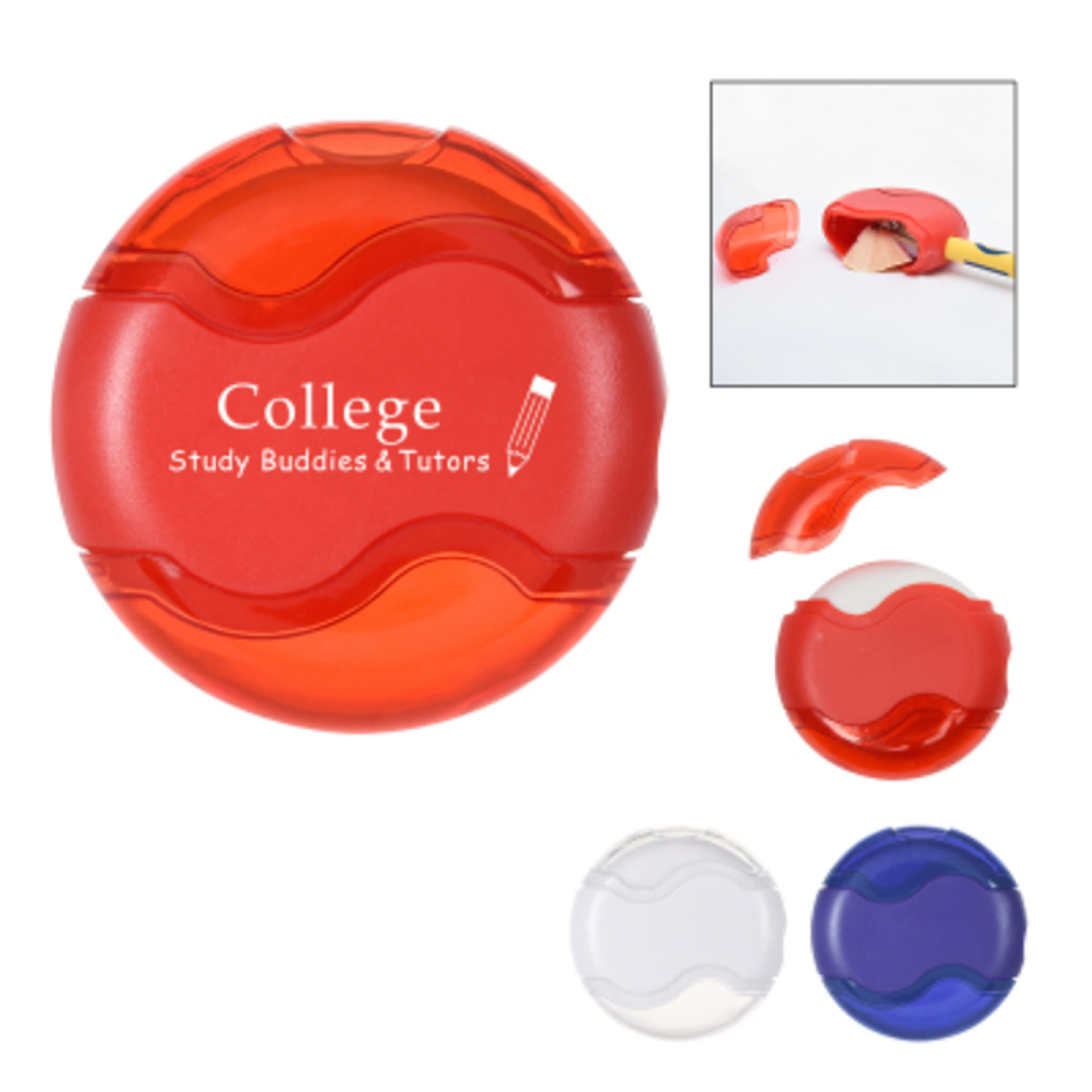 Pencil Sharpener with Eraser Dual Function - 1.9 in - Group Shot - product view 2