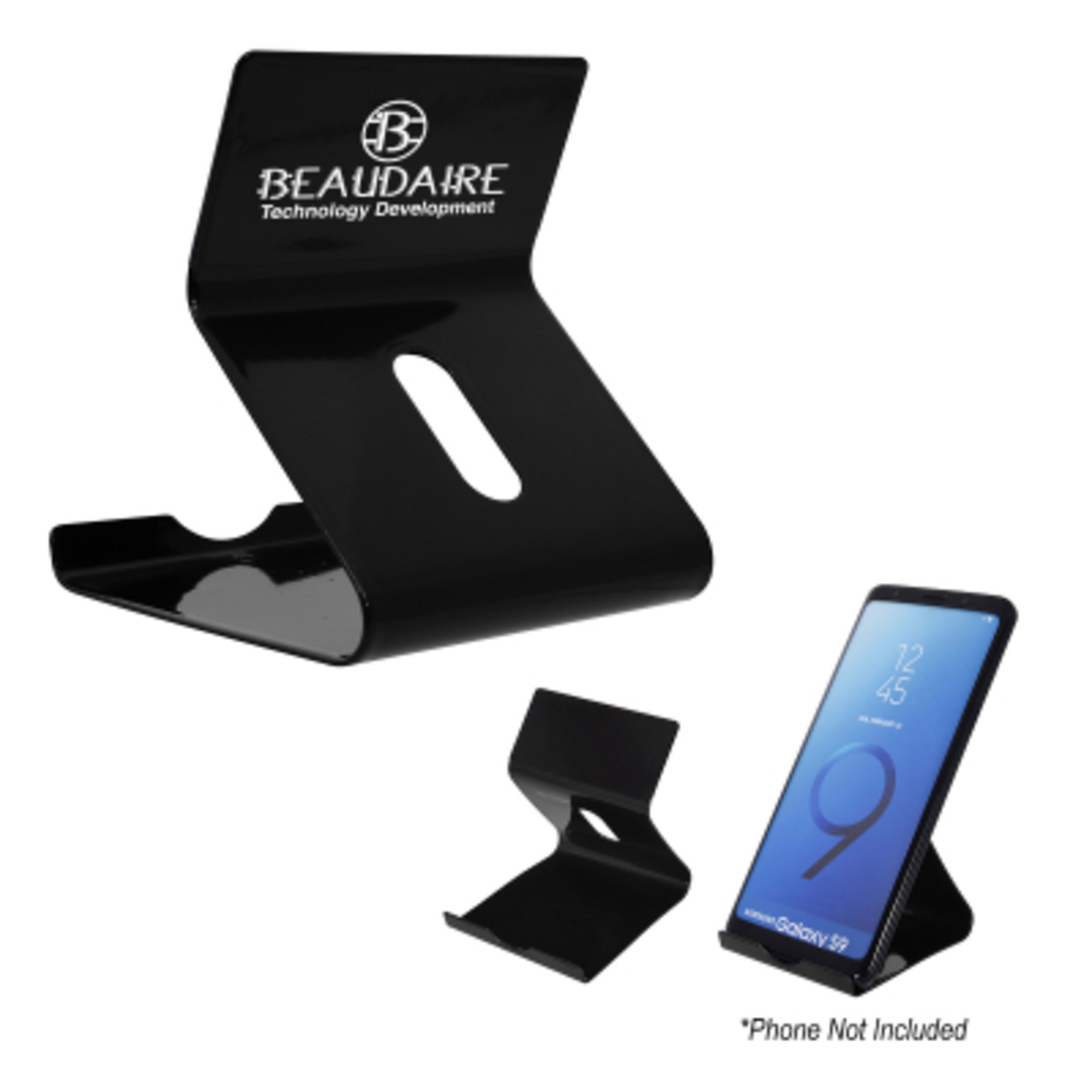 Phone Stand Easel with Non-Slip Pad - 2.75 x 2.75 in - Black - Padprint - promotional product with custom logo