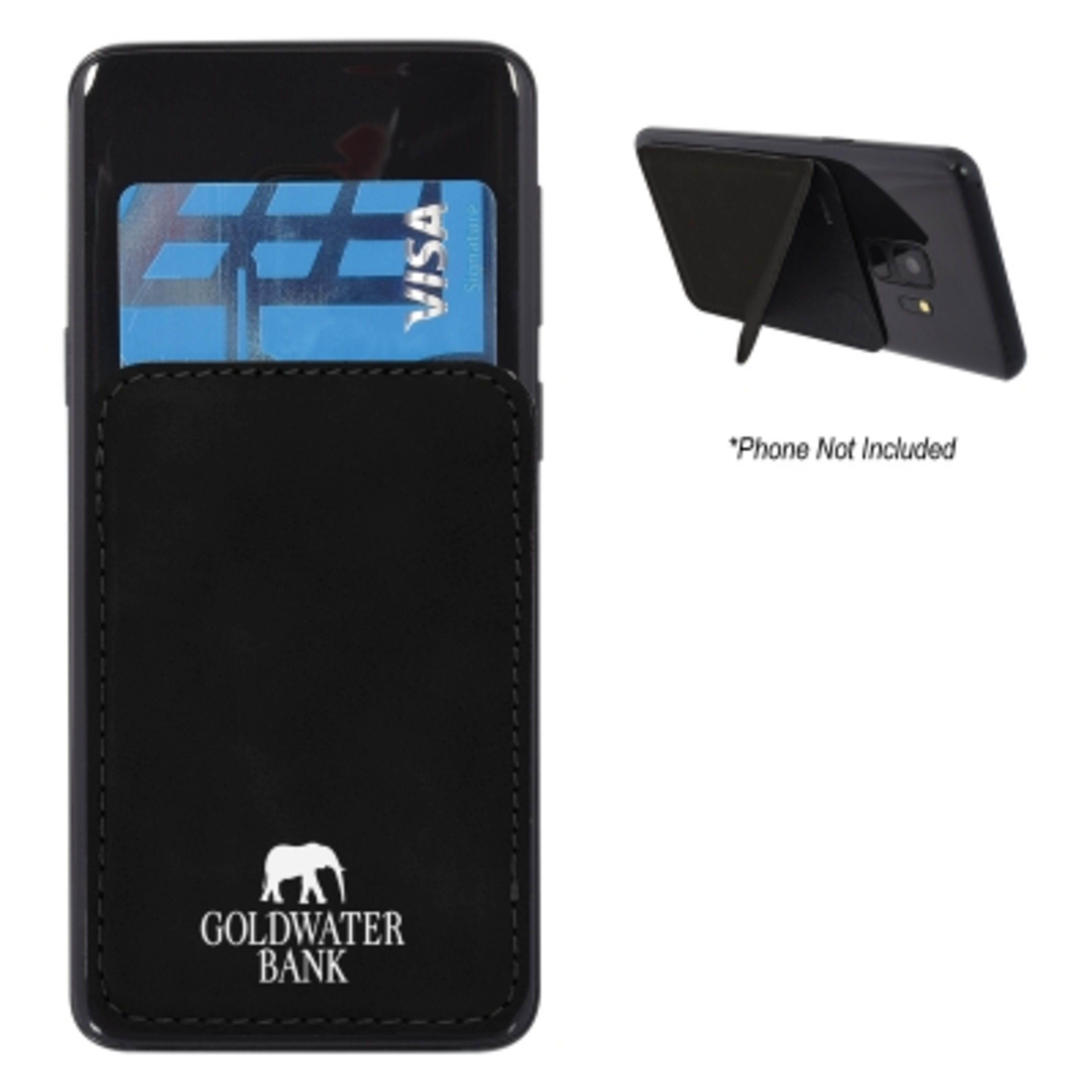 Kickstand Phone Wallet with Magnetic Closure - 3.75 in - Black - Silkscreen - product view 2