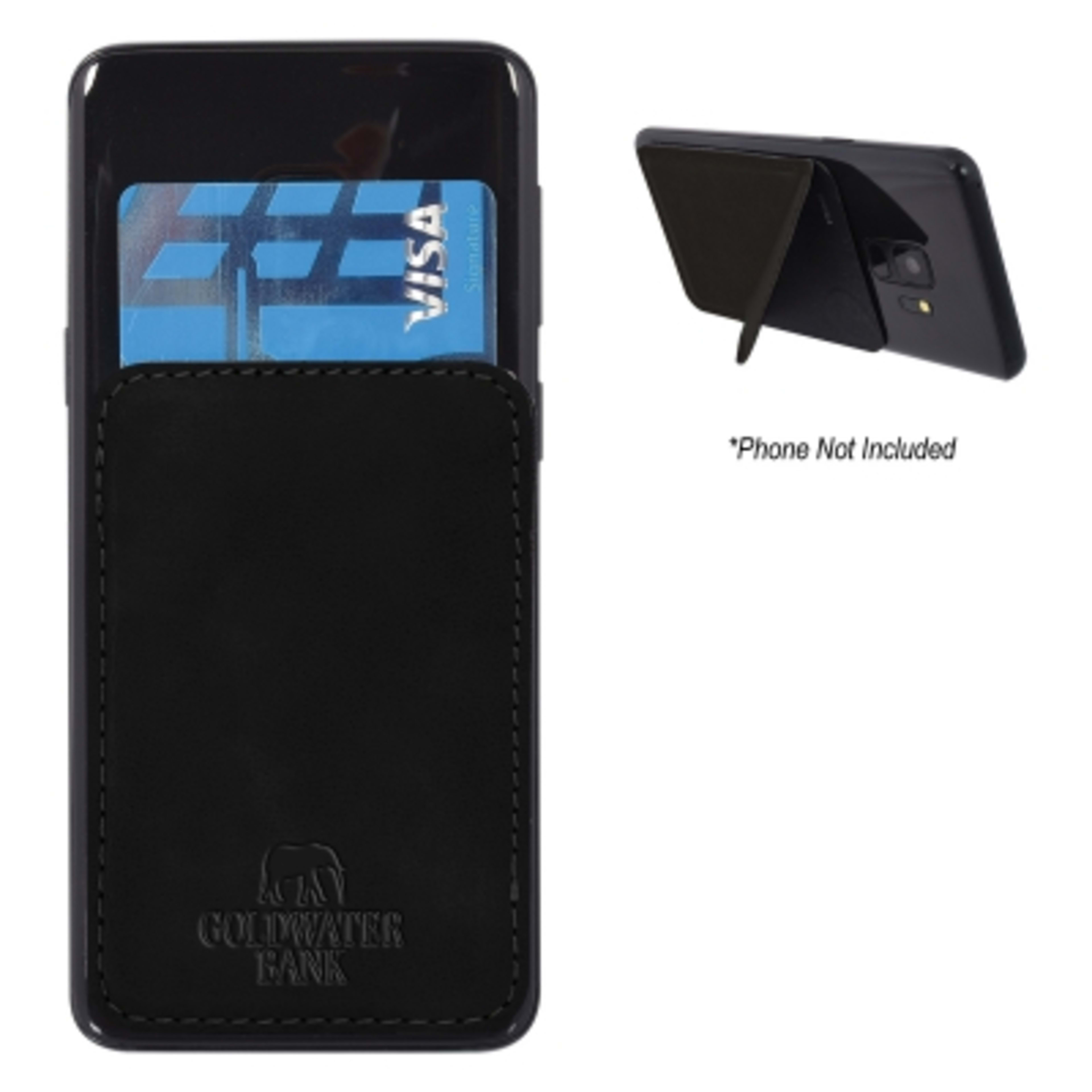Kickstand Phone Wallet with Magnetic Closure - 3.75 in - Black - Deboss - product view 3