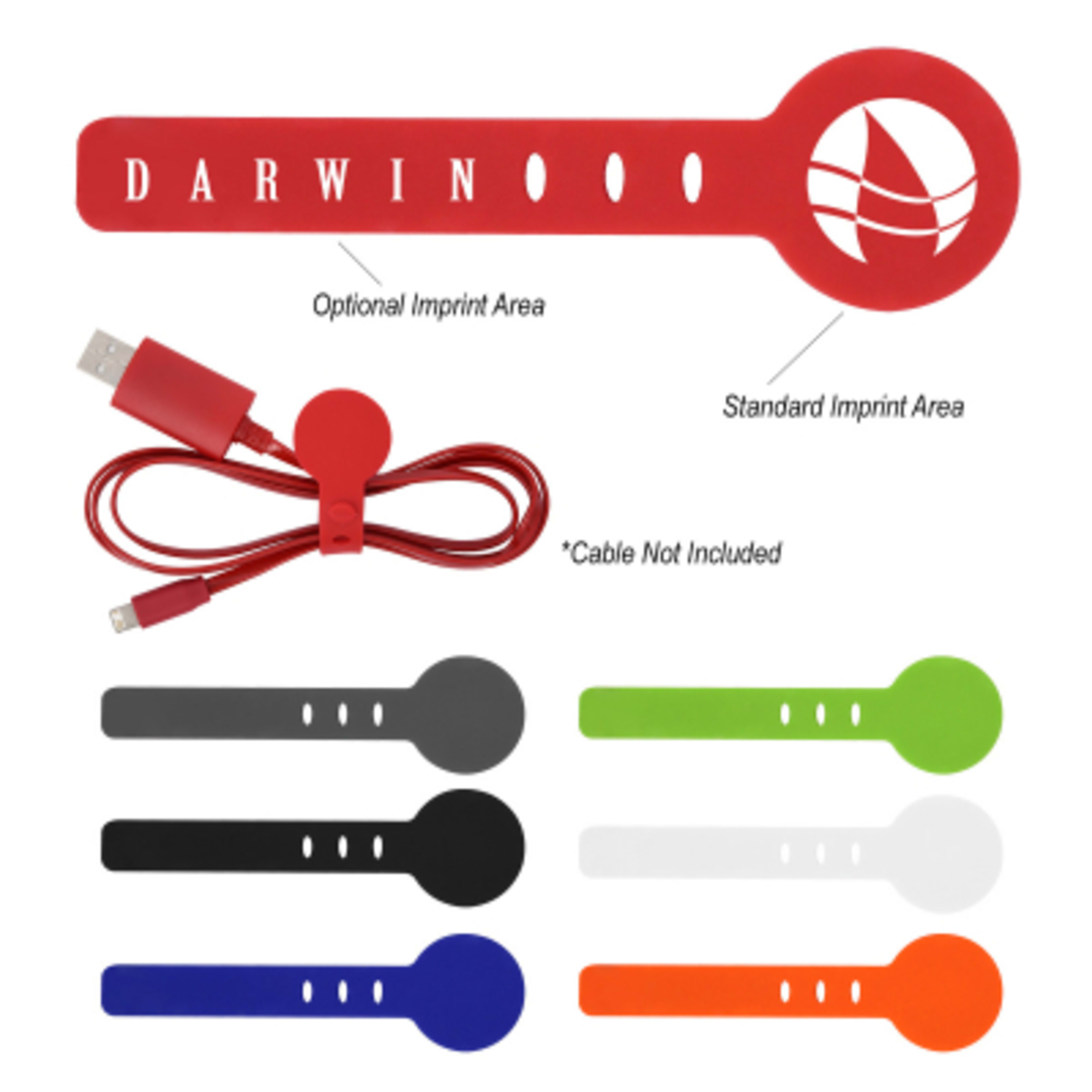 Adjustable Silicone Cable Tie for Cord Organization - 3.6 in - Group Shot - product view 3
