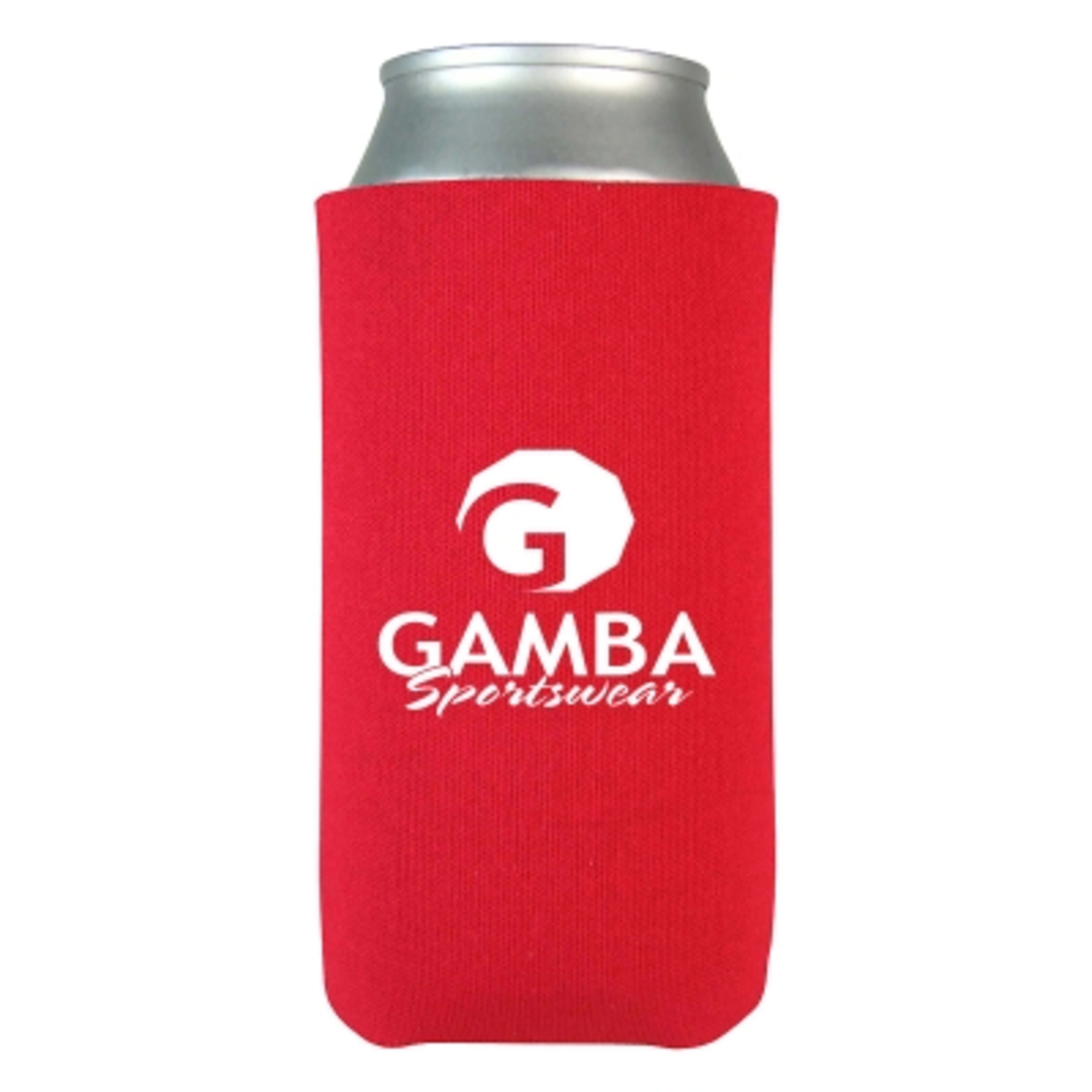 Slim Foam Can Cooler Foldable Design - 8 oz - Red - Silkscreen - product view 1