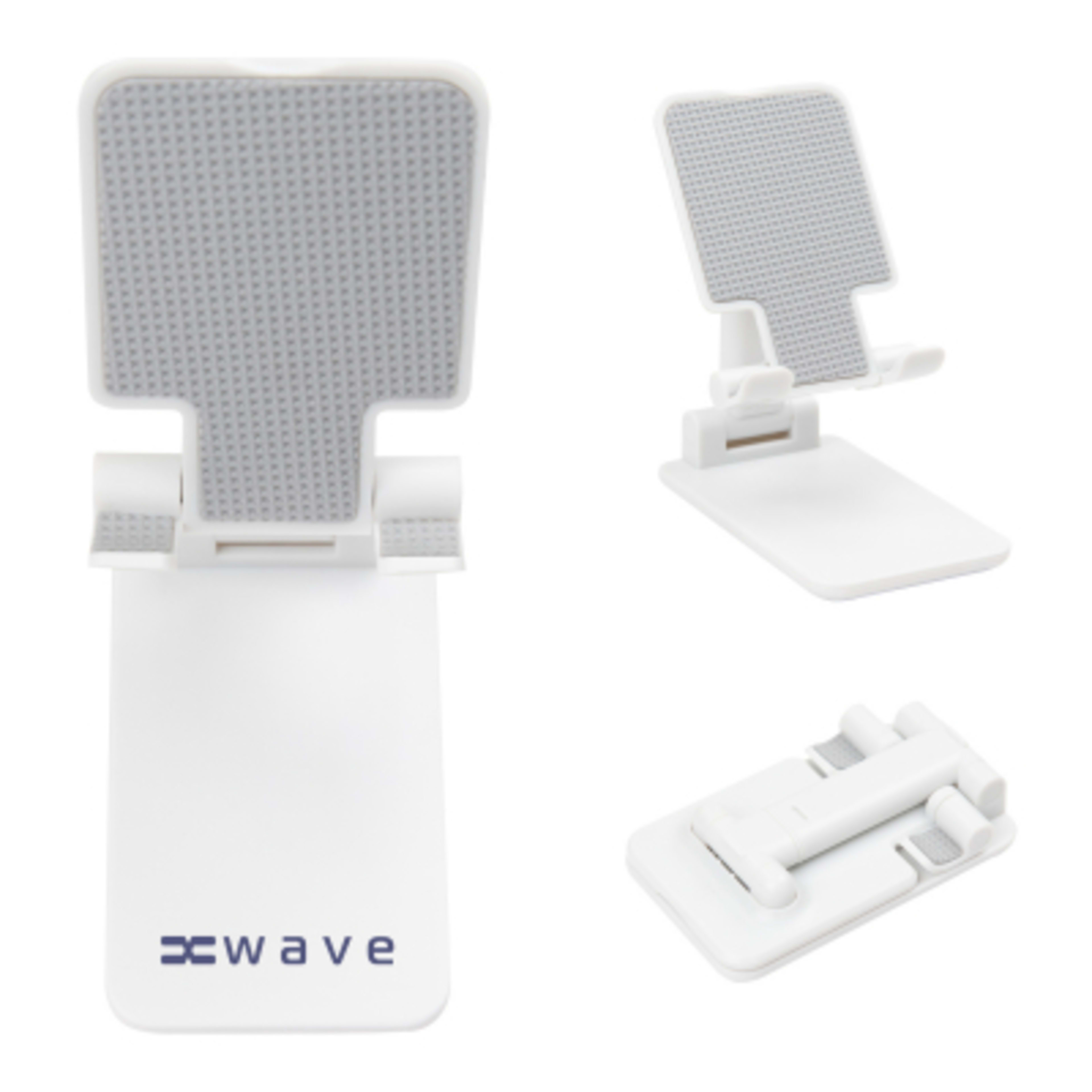 Phone Stand Recycled ABS Adjustable - 2.5 x 4 in - White - Padprint - promotional product with custom logo