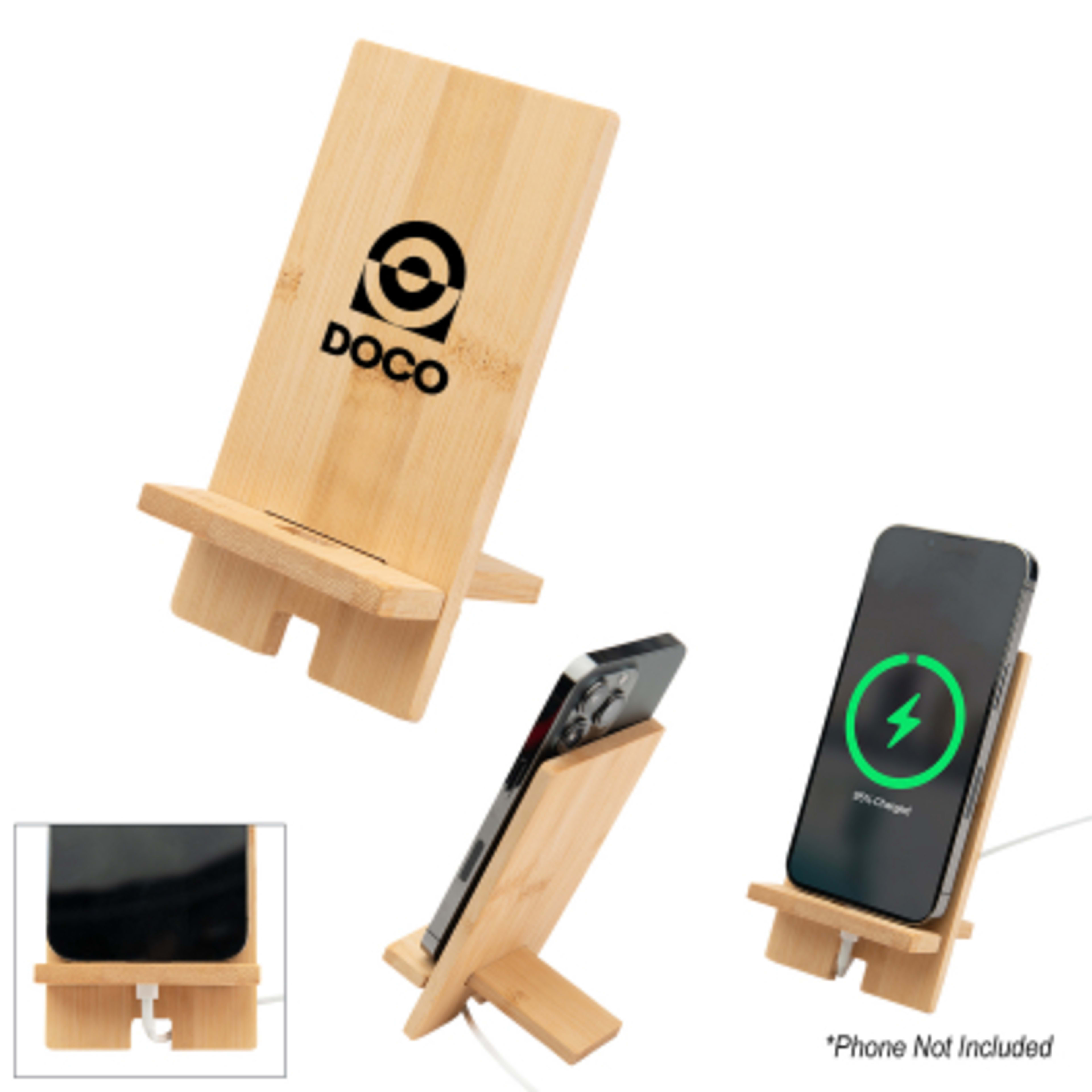 Phone Stand Bamboo Charging Slot - 3 x 5.5 in - BAM/BOO - Silkscreen