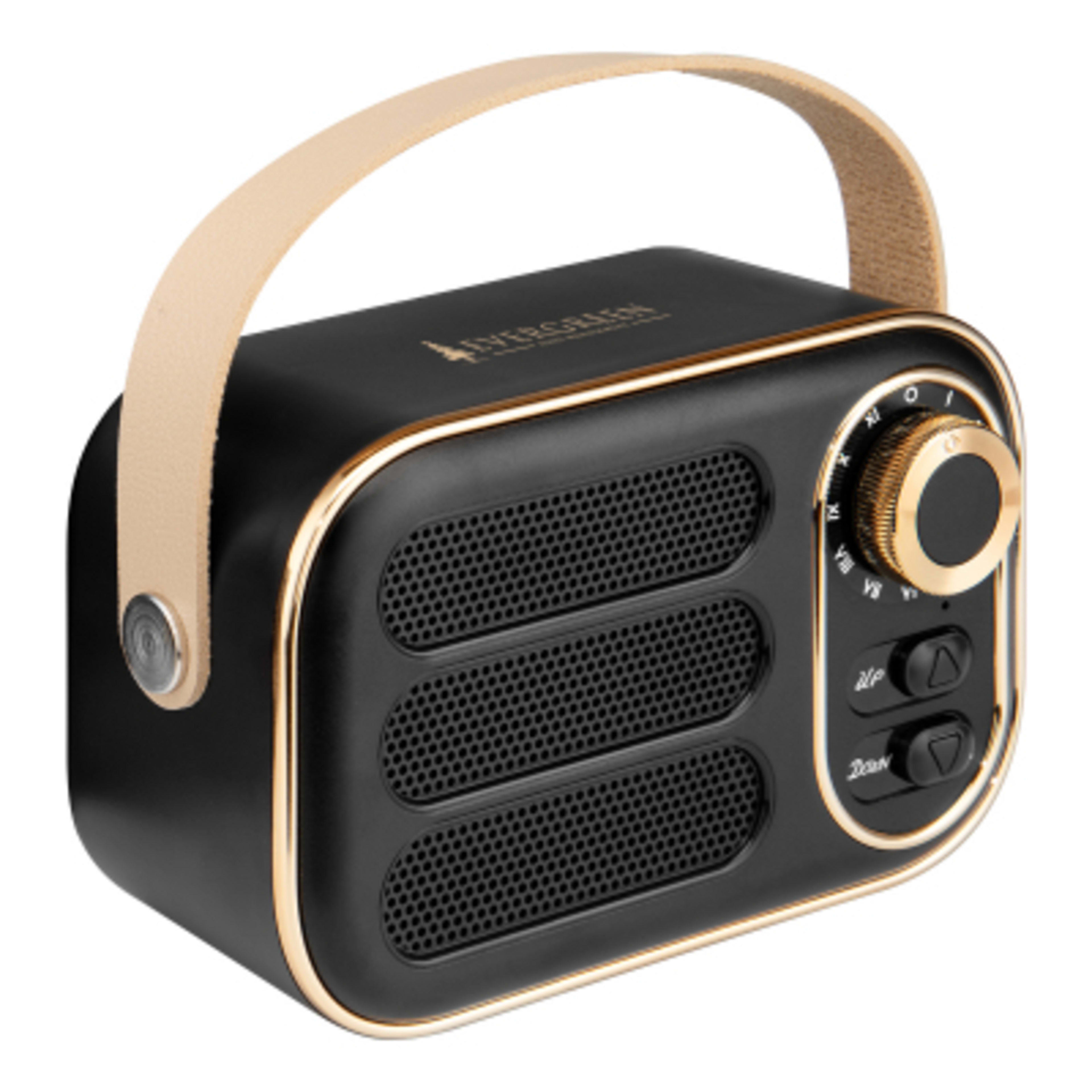 Wireless Speaker Retro Boom FM Radio - 5 in - Black/Gold - Padprint - product view 7