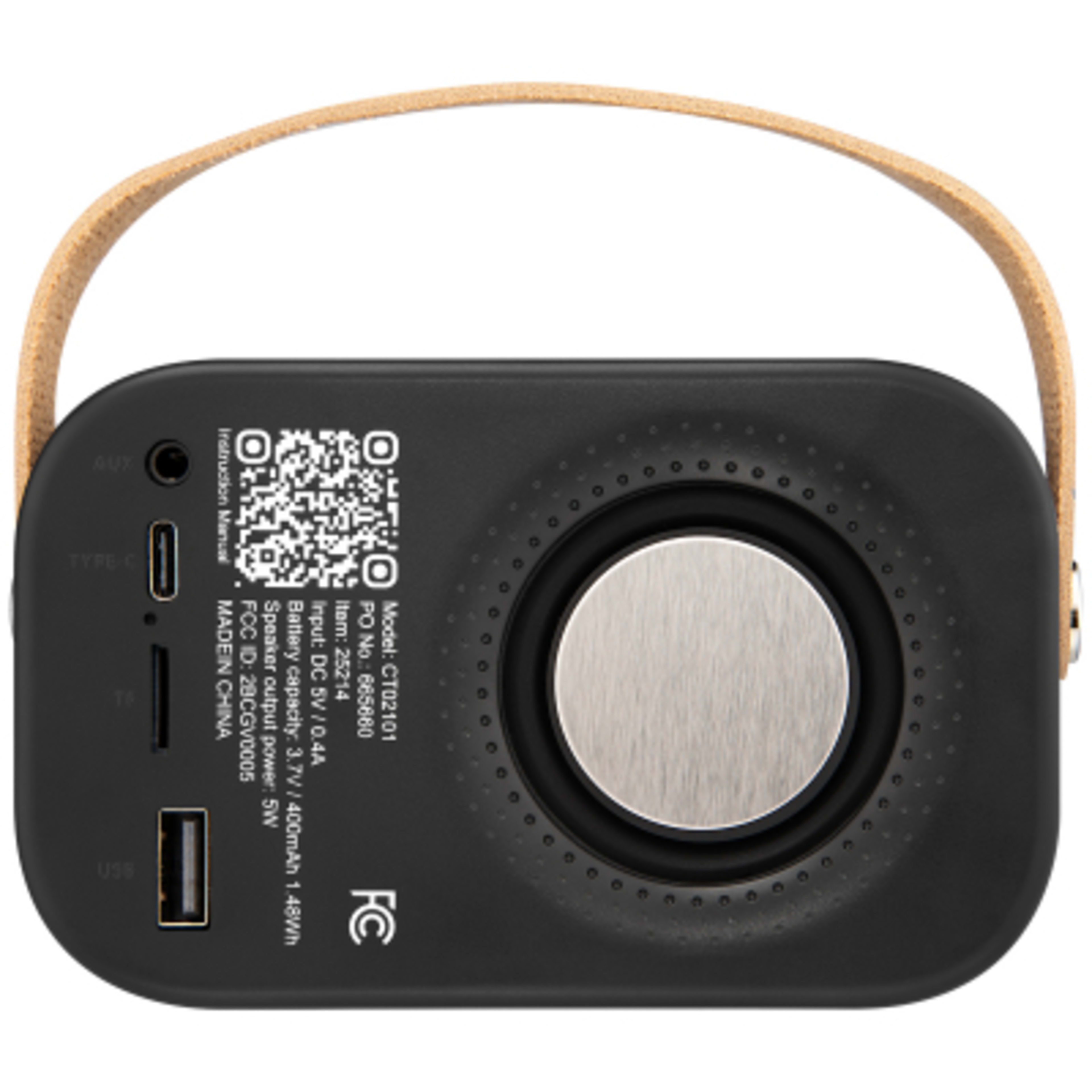 Wireless Speaker Retro Boom FM Radio - 5 in - Black/Gold - Back - product view 9