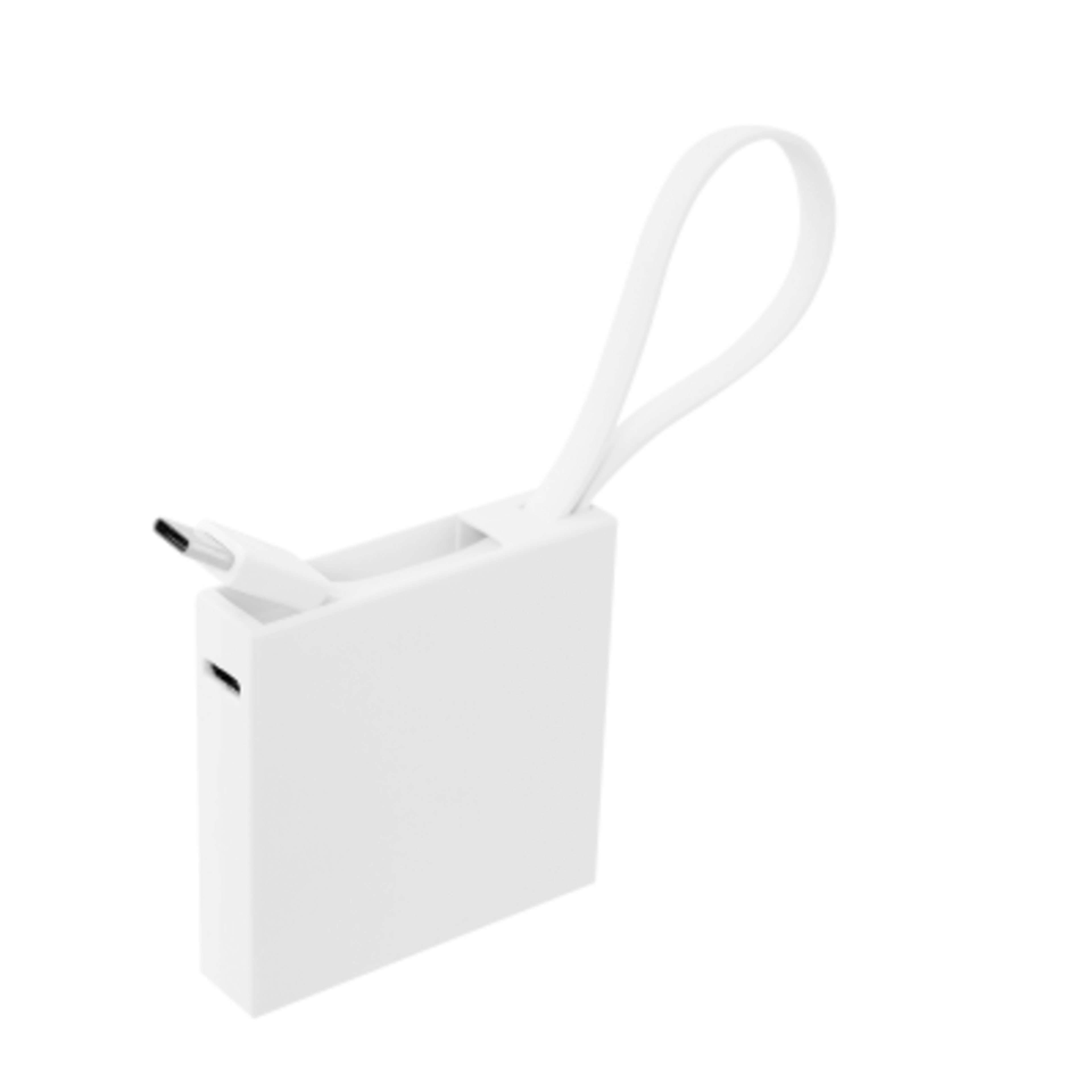 Power Bank Pocket Size Recycled ABS - 2000 mAh - White - Angle - product view 2