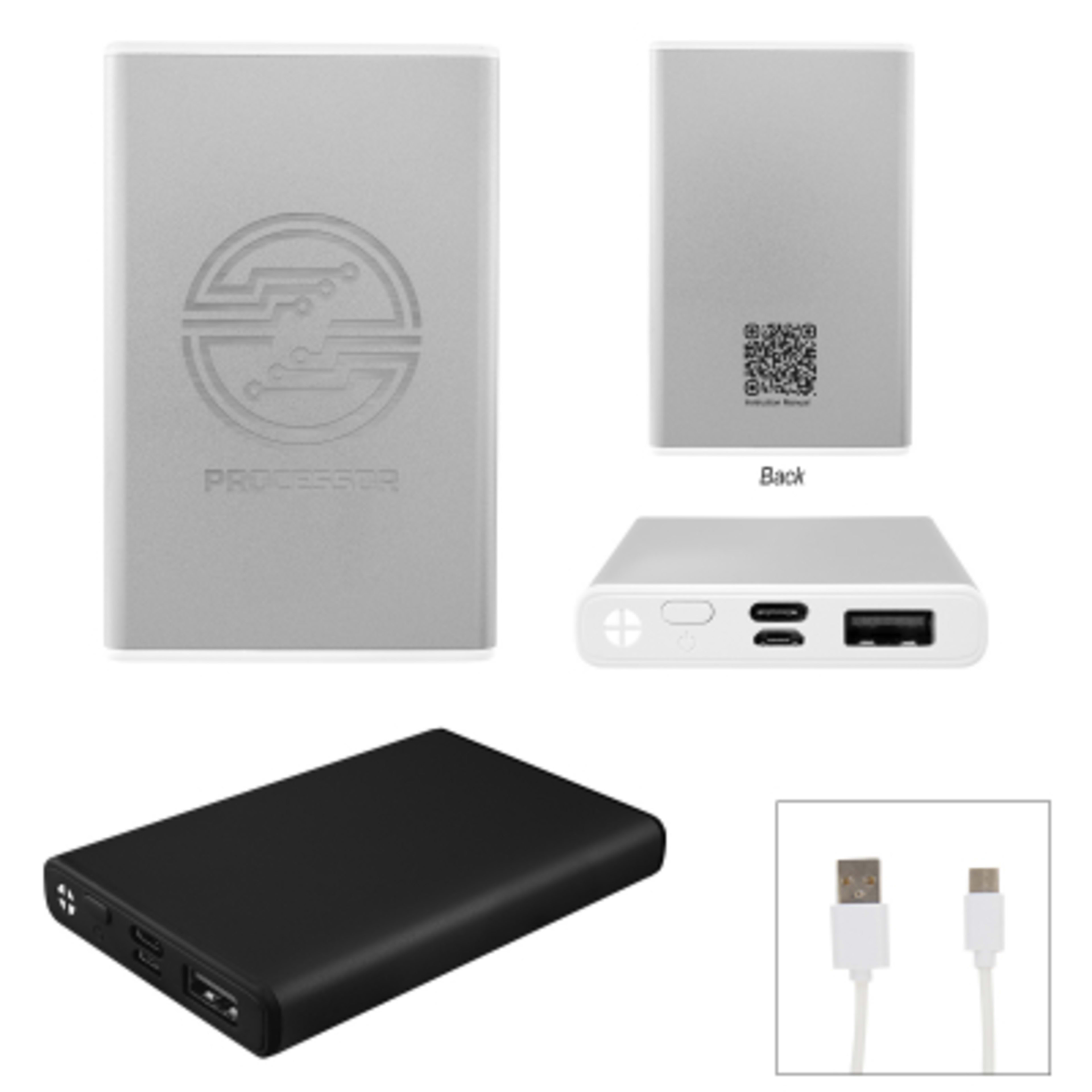 Power Bank Slim Aluminum Recycled ABS - 5000 mAh - Group Shot - product view 5