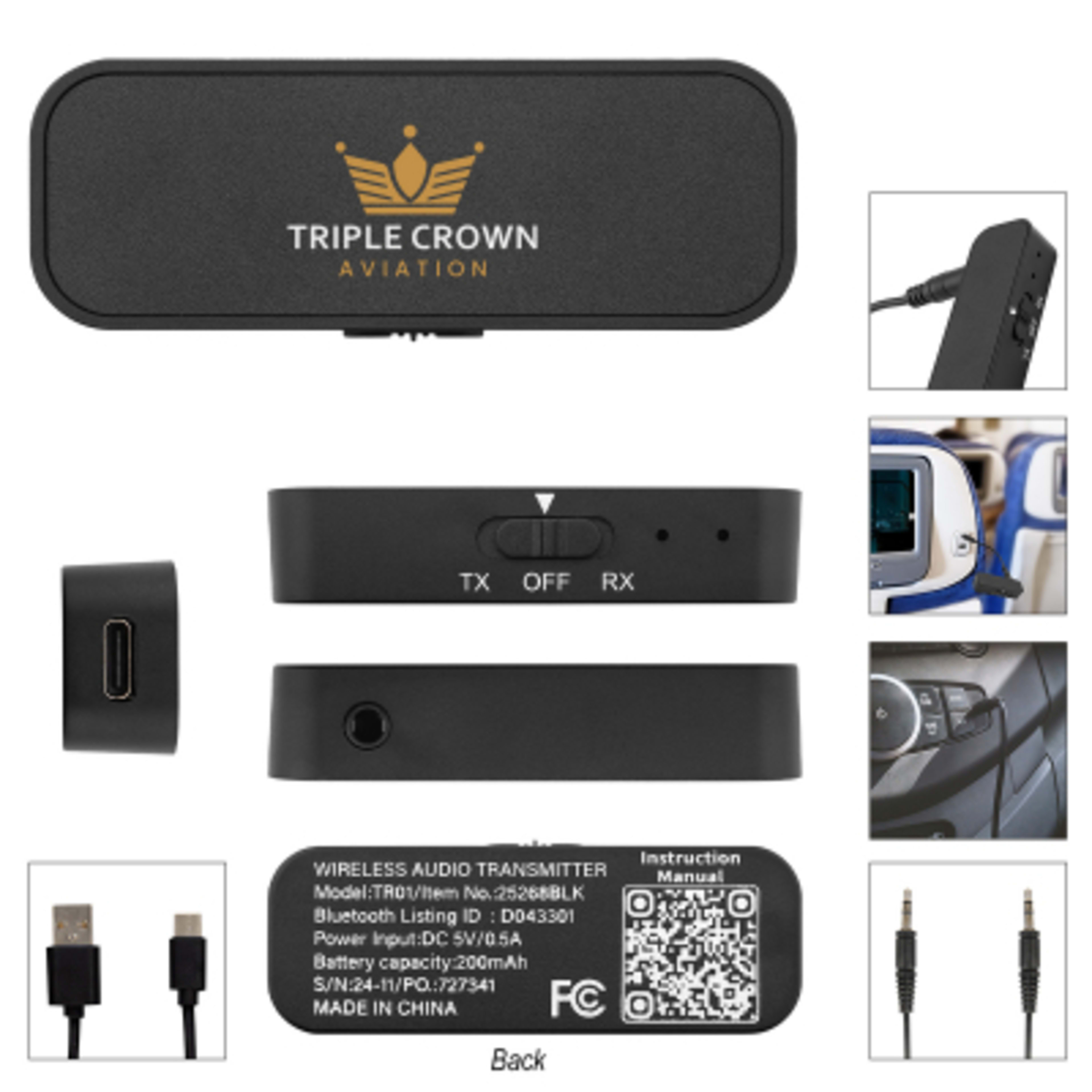 Bluetooth Audio Transmitter Receiver - 2.25 x 0.75 in - Group Shot - product view 1