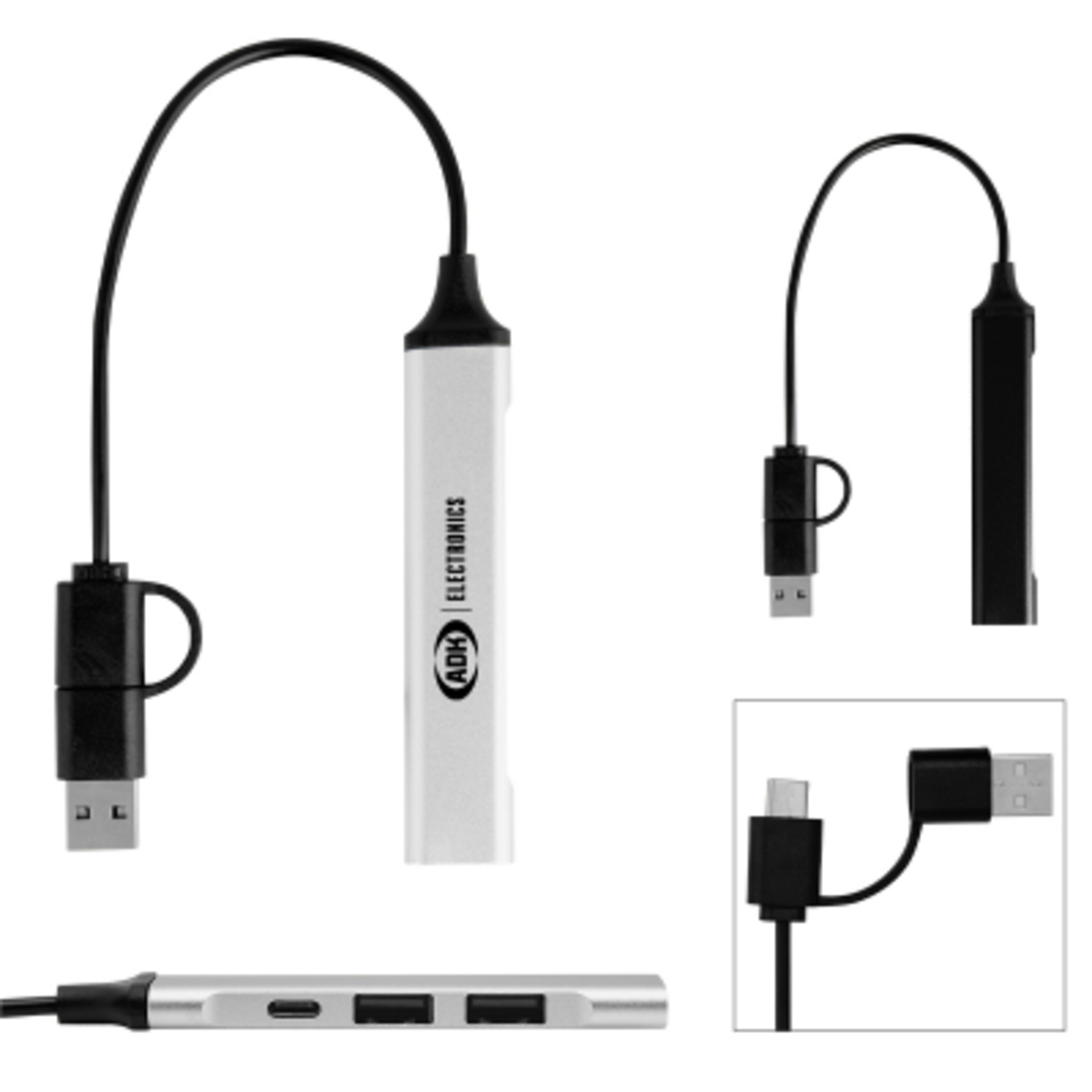 Recycled Triple Port Charging Hub - 3.75 in - Group Shot - product view 2