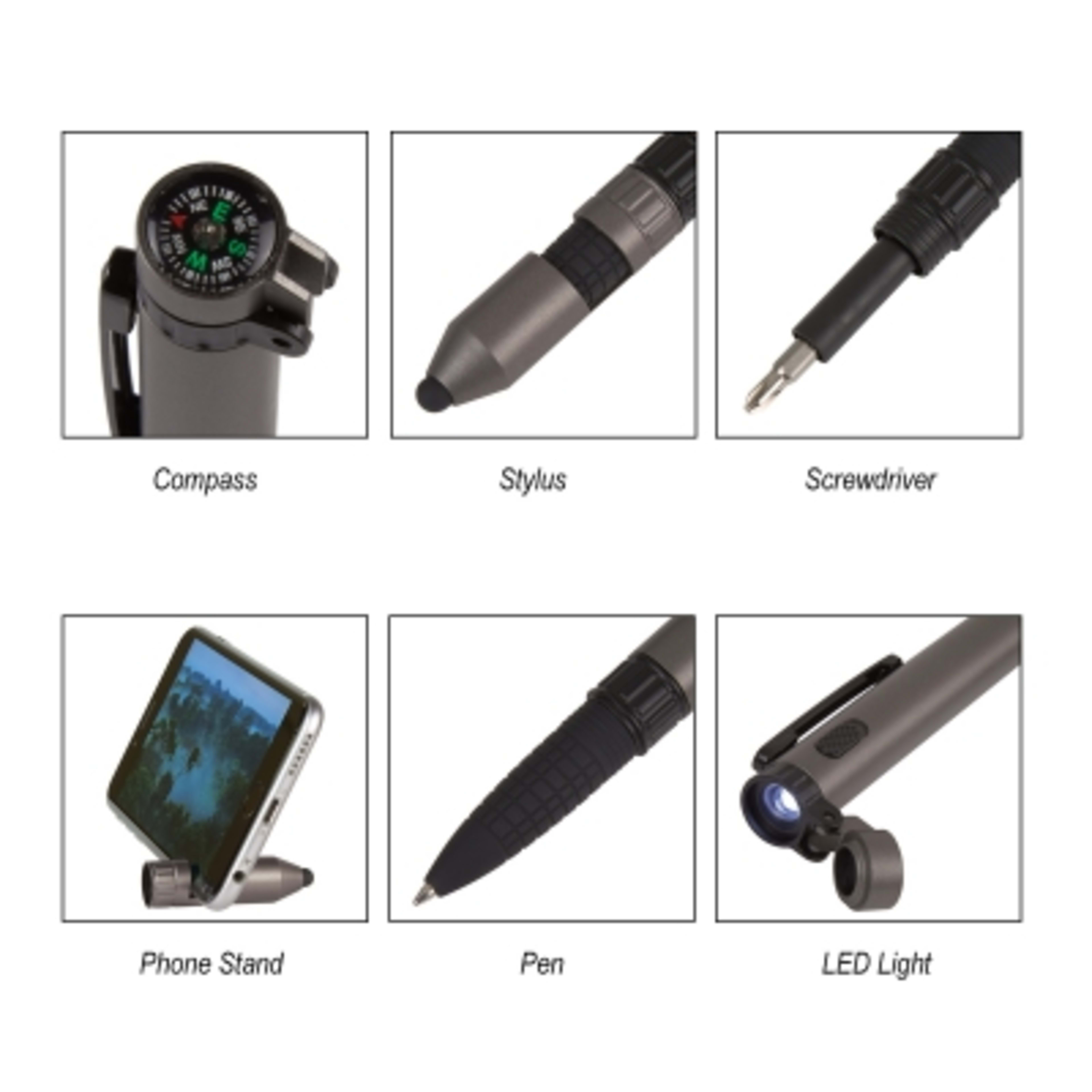 Multi-Tool Pen with LED Light and Stylus - 5.75 in - Inset - product view 10