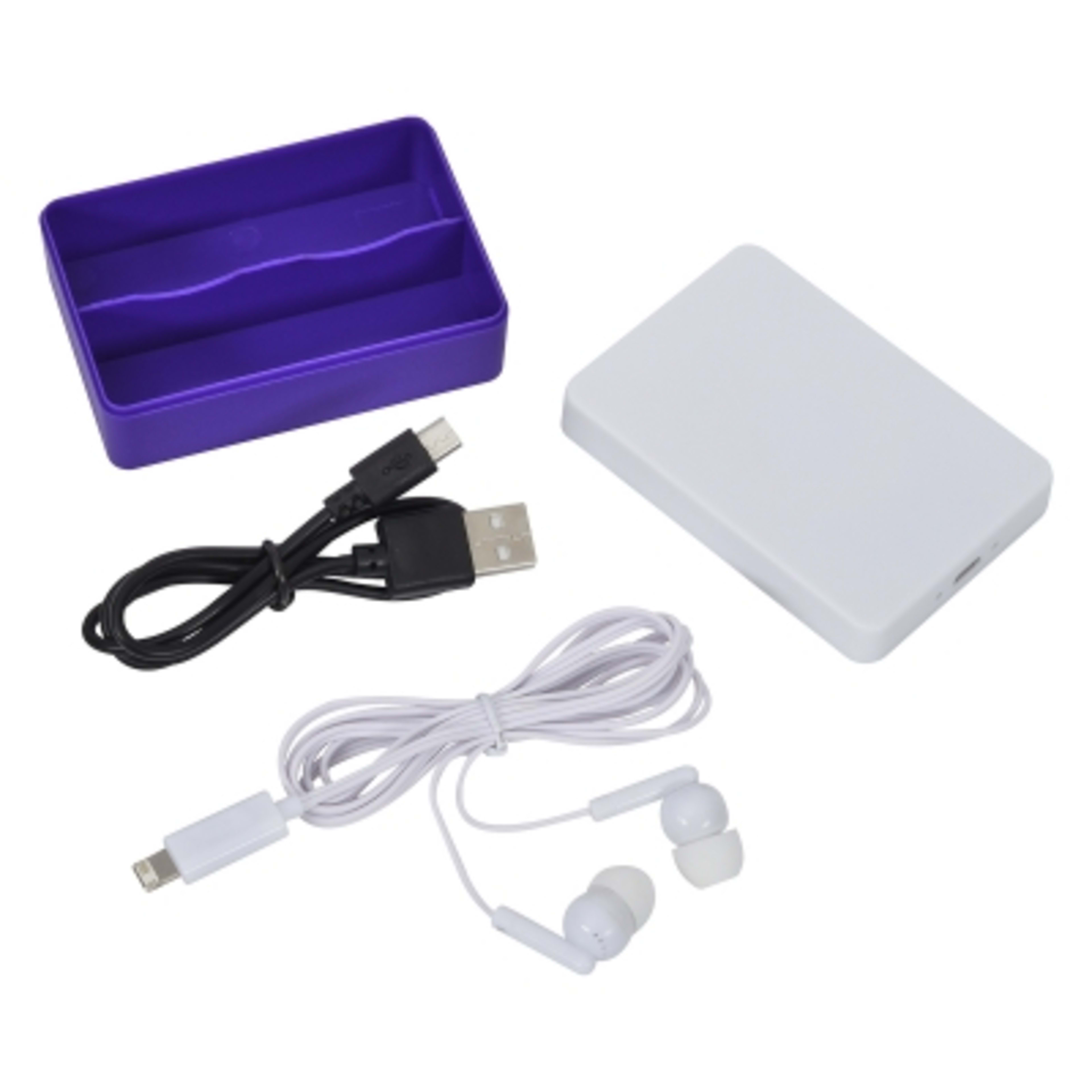 Wireless Charging Kit with Storage and Earbuds - White/Purple - Parts+copy - product view 5
