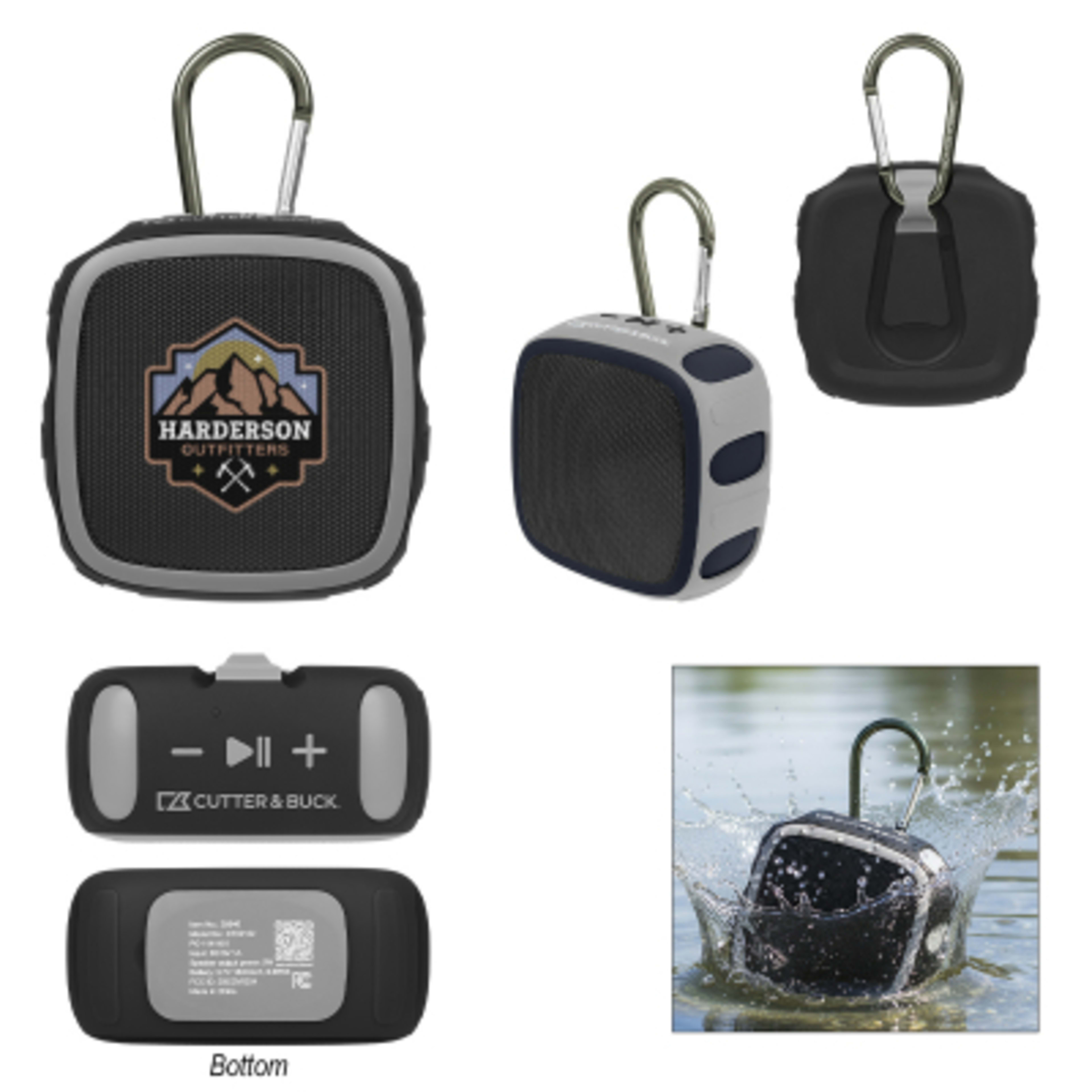Waterproof Bluetooth Speaker with Carabiner - 3.75 in - Group Shot - product view 1