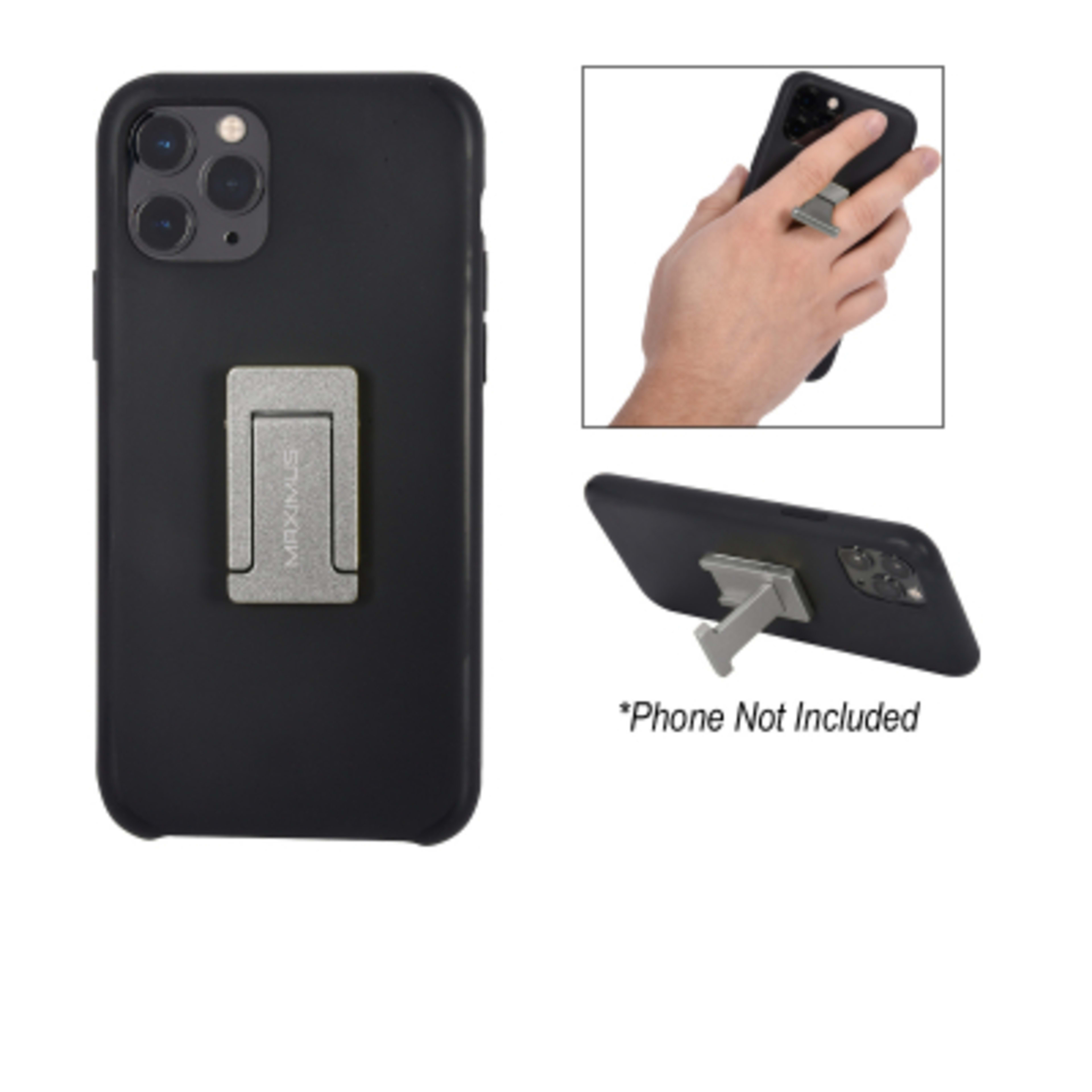 Phone Holder Stand Aluminum Flip-Out - 1.75 in - Group Shot - promotional product with custom logo