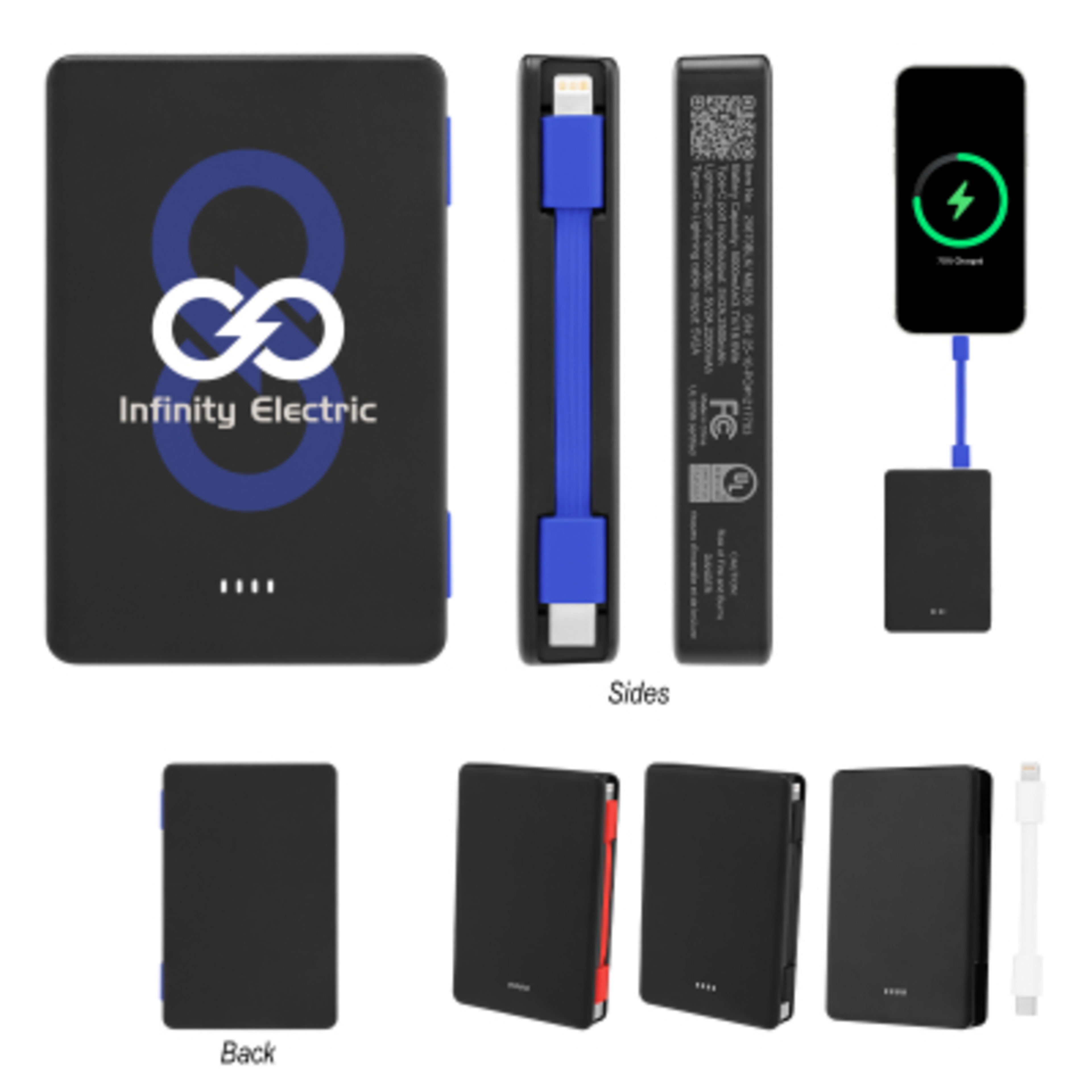 Power Bank UL Listed 5000 mAh with Cable - 4 in - Group Shot - product view 1