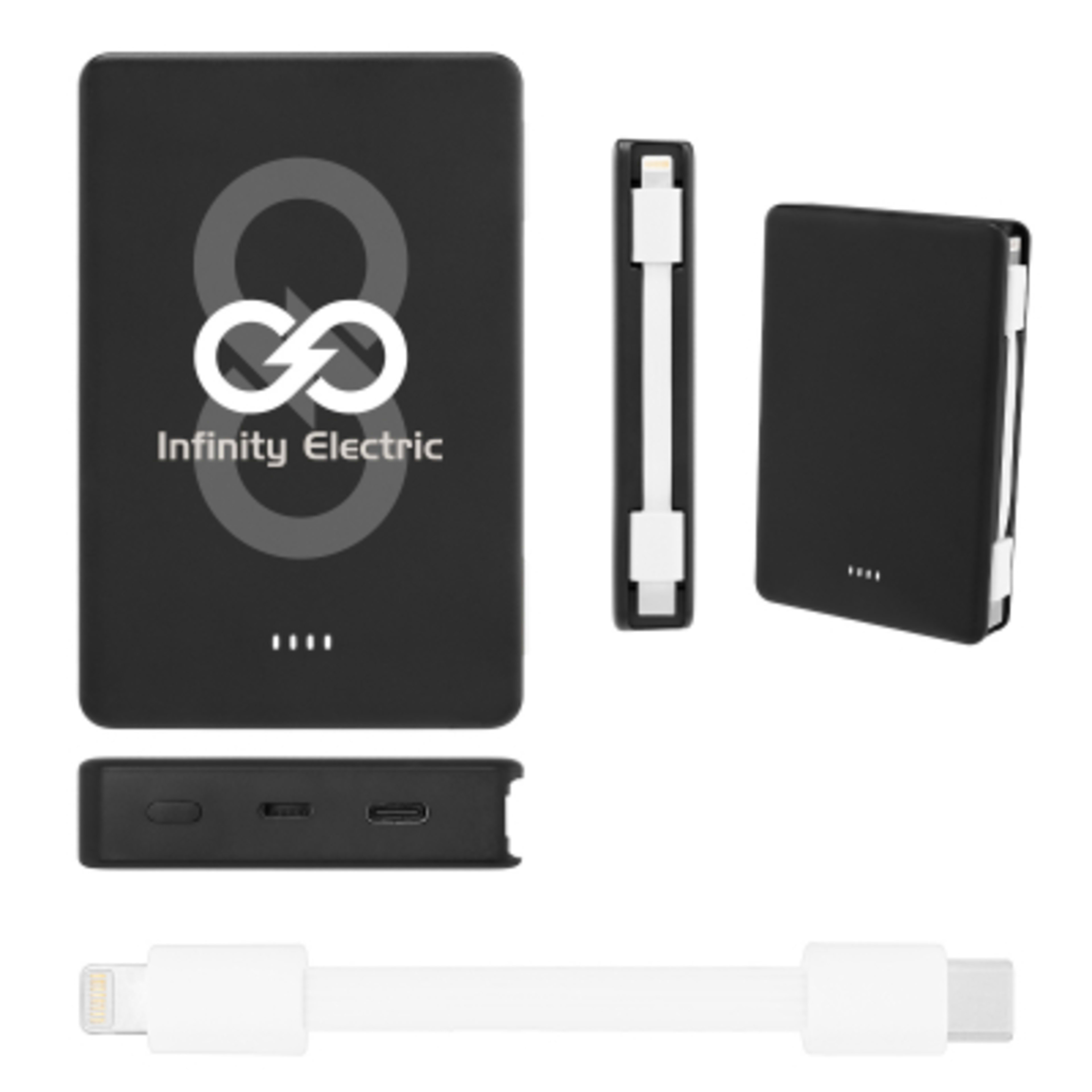 Power Bank UL Listed 5000 mAh with Cable - 4 in - White/CAB - Digibrite - product view 2