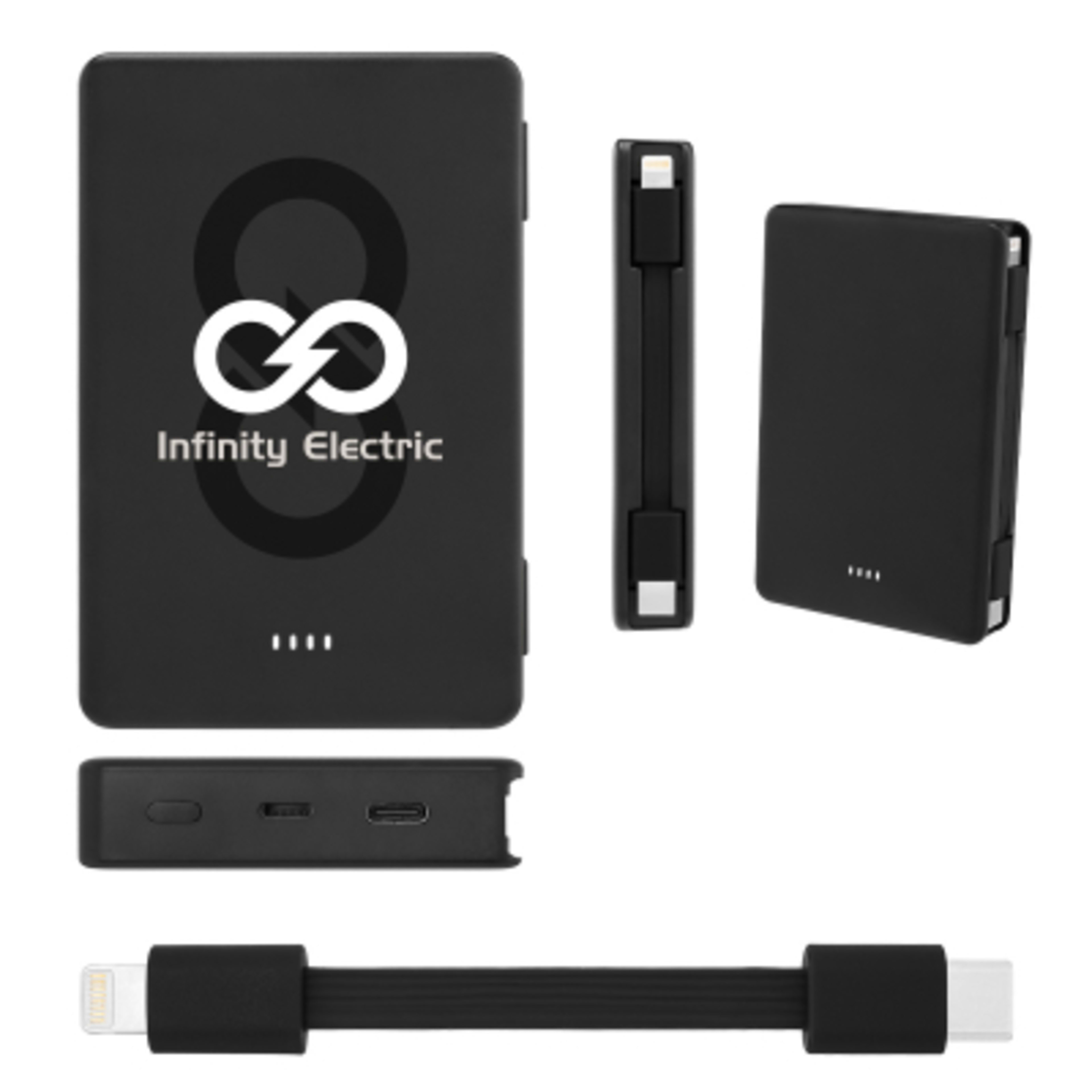 Power Bank UL Listed 5000 mAh with Cable - 4 in - Black/CAB - Digibrite - product view 8