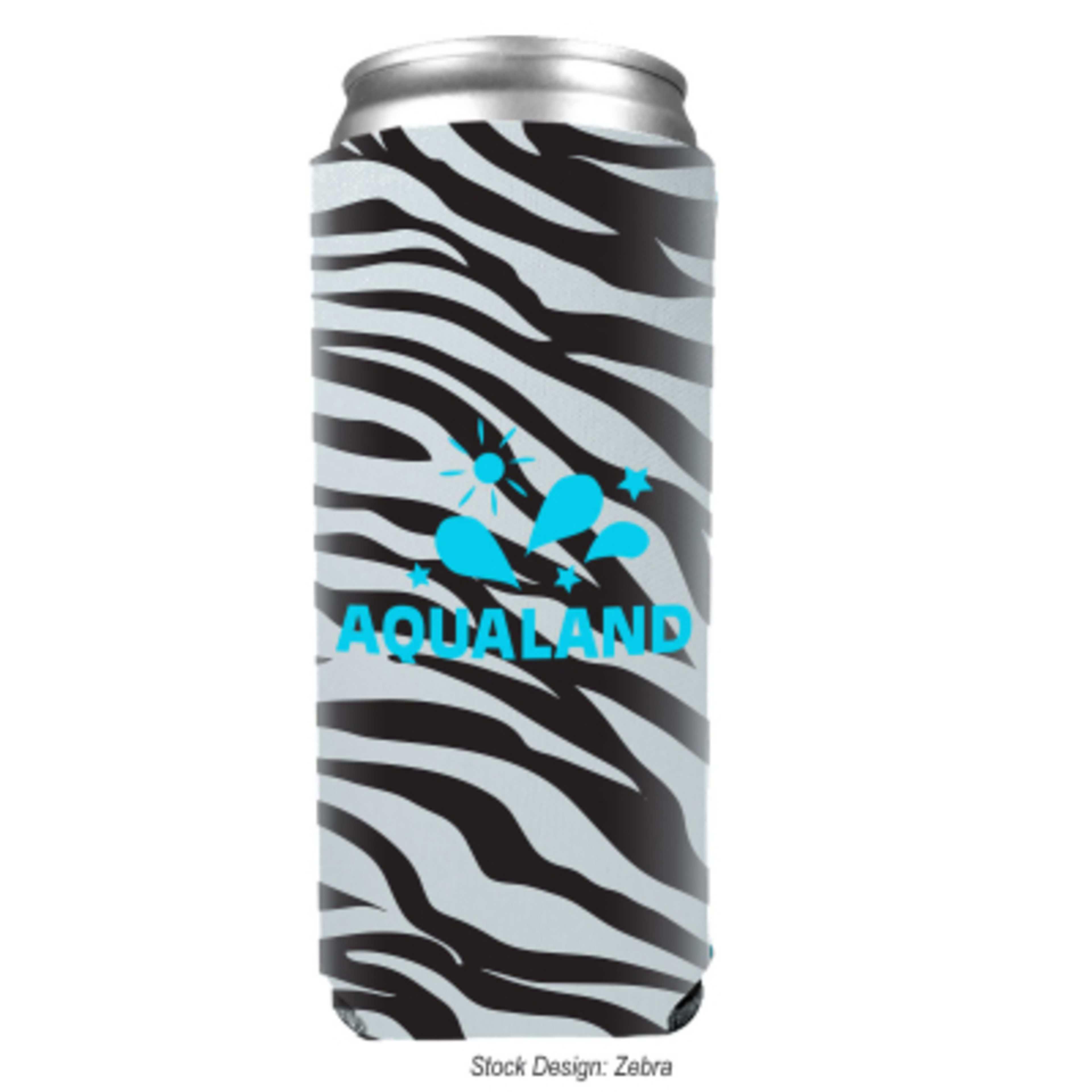 Custom Printed Koozie Slim Can Holder - 8 oz - zebra - product view 2