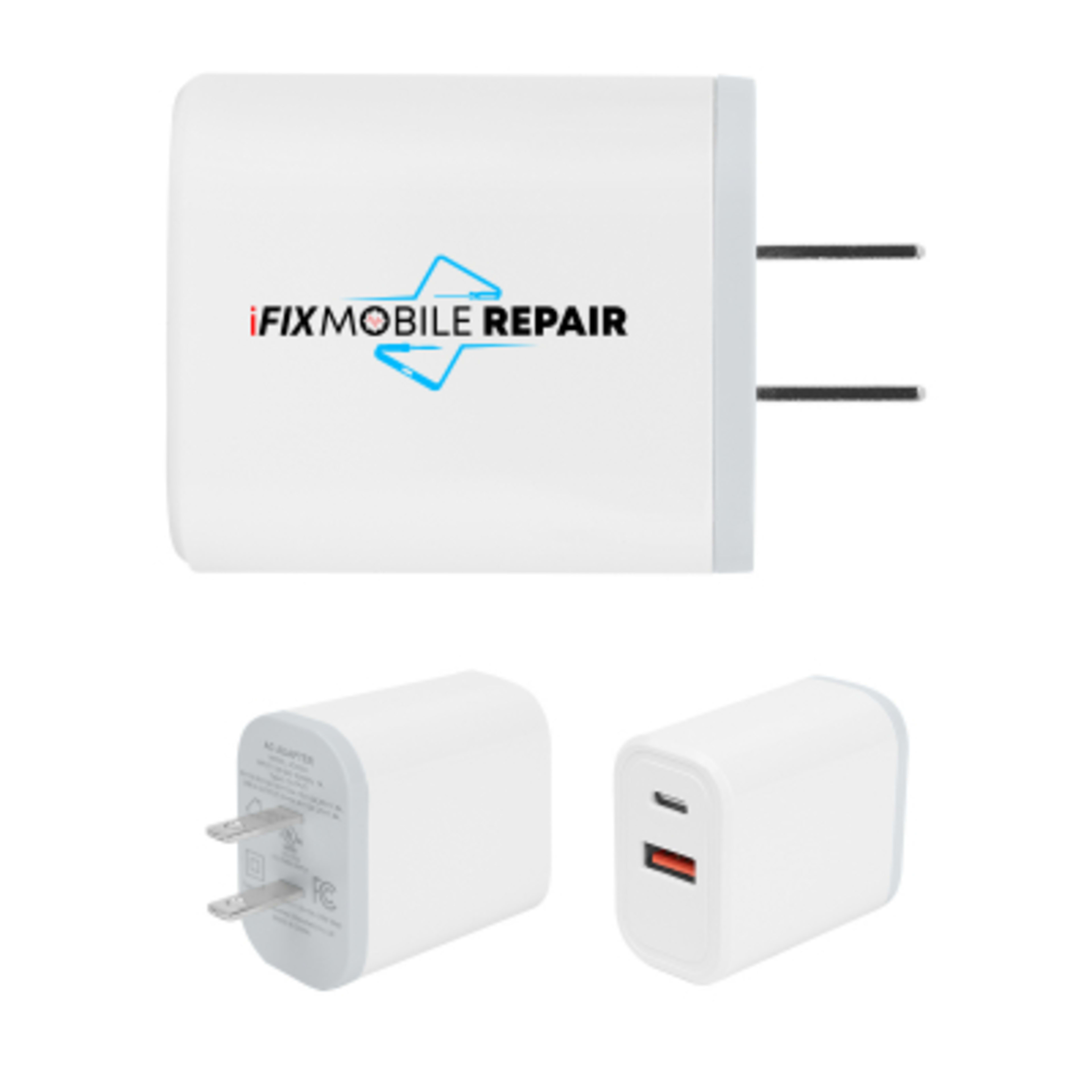 PhoneSuit 30W Power Delivery Wall Adapter UL Listed - 3.5 x 3.25 in - White - Digibrite - product view 2