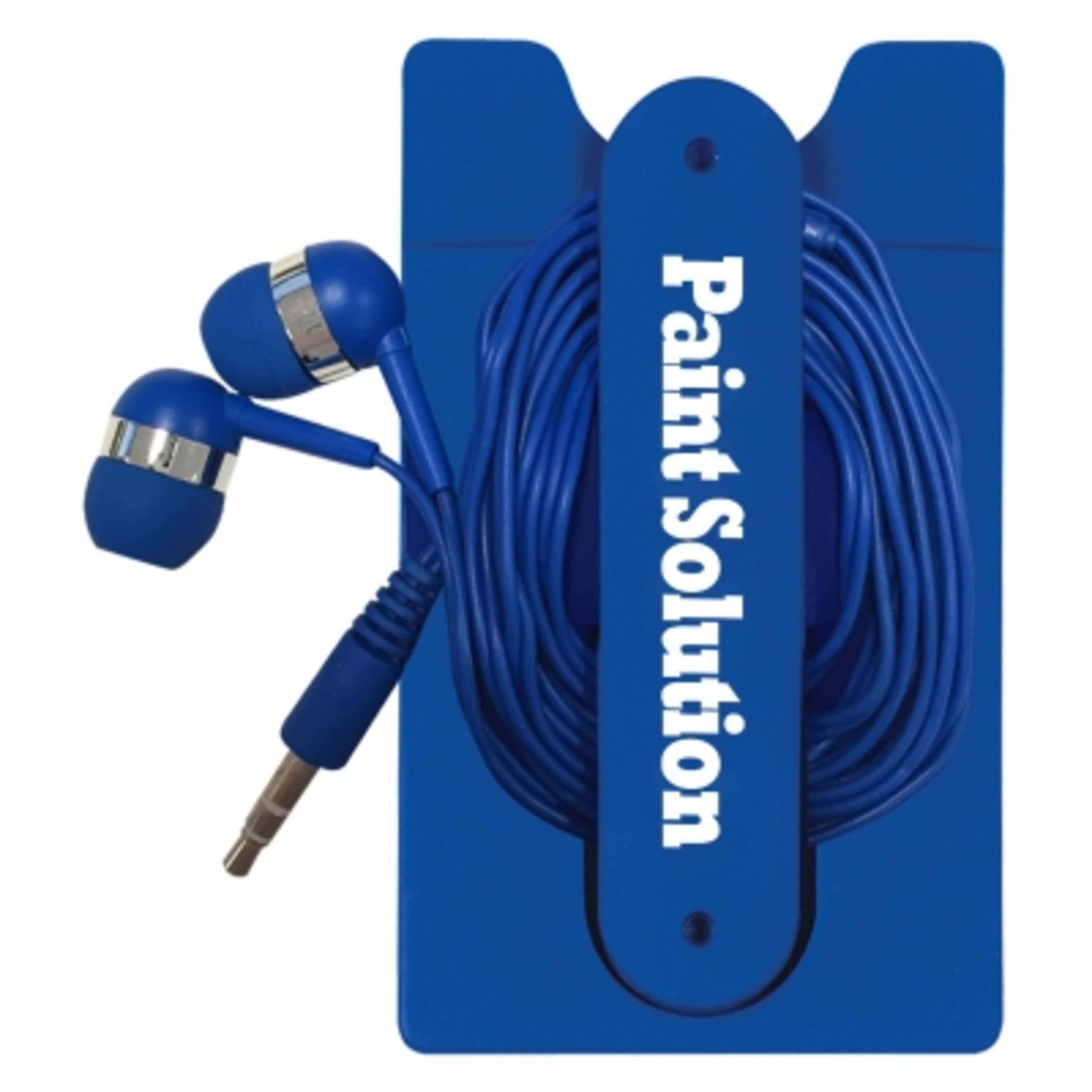 Phone Wallet with Wired Earbuds Adhesive Stand - 2.25 x 3.75 in - Blue - Silkscreen - product view 13