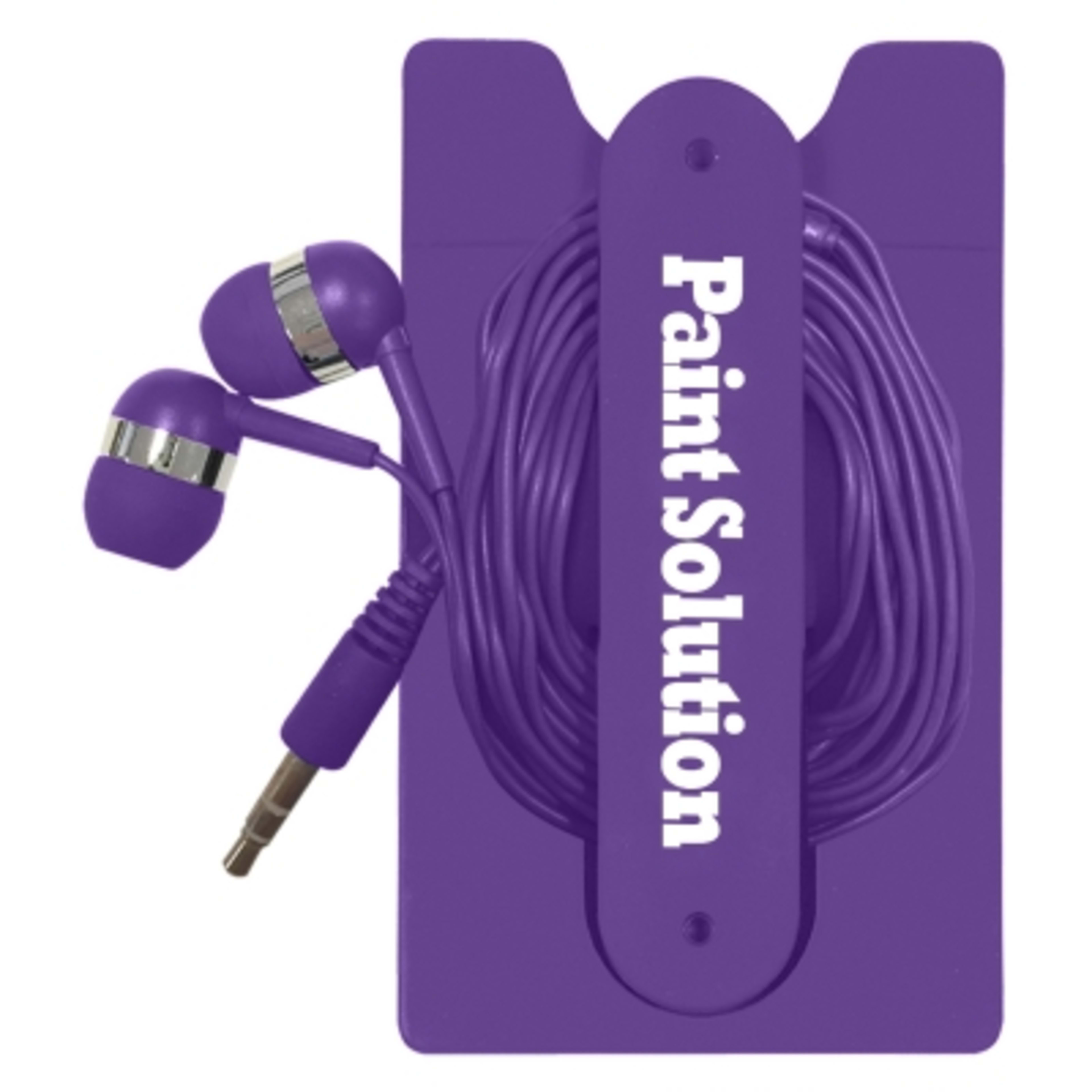 Phone Wallet with Wired Earbuds Adhesive Stand - 2.25 x 3.75 in - Purple - Silkscreen - product view 16