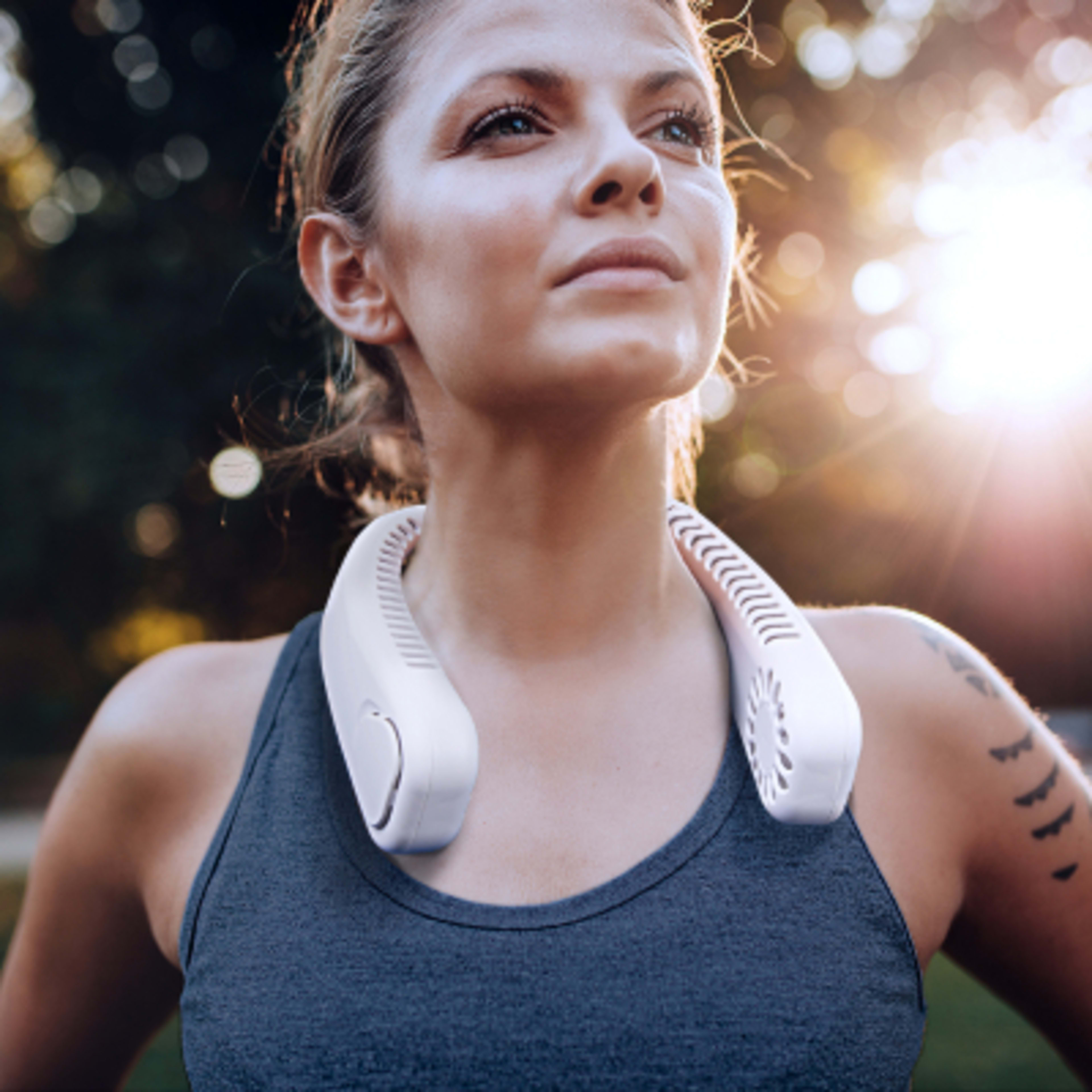 Neck Fan Rechargeable Hands-Free - 8 x 7.25 in - In Use - product view 3