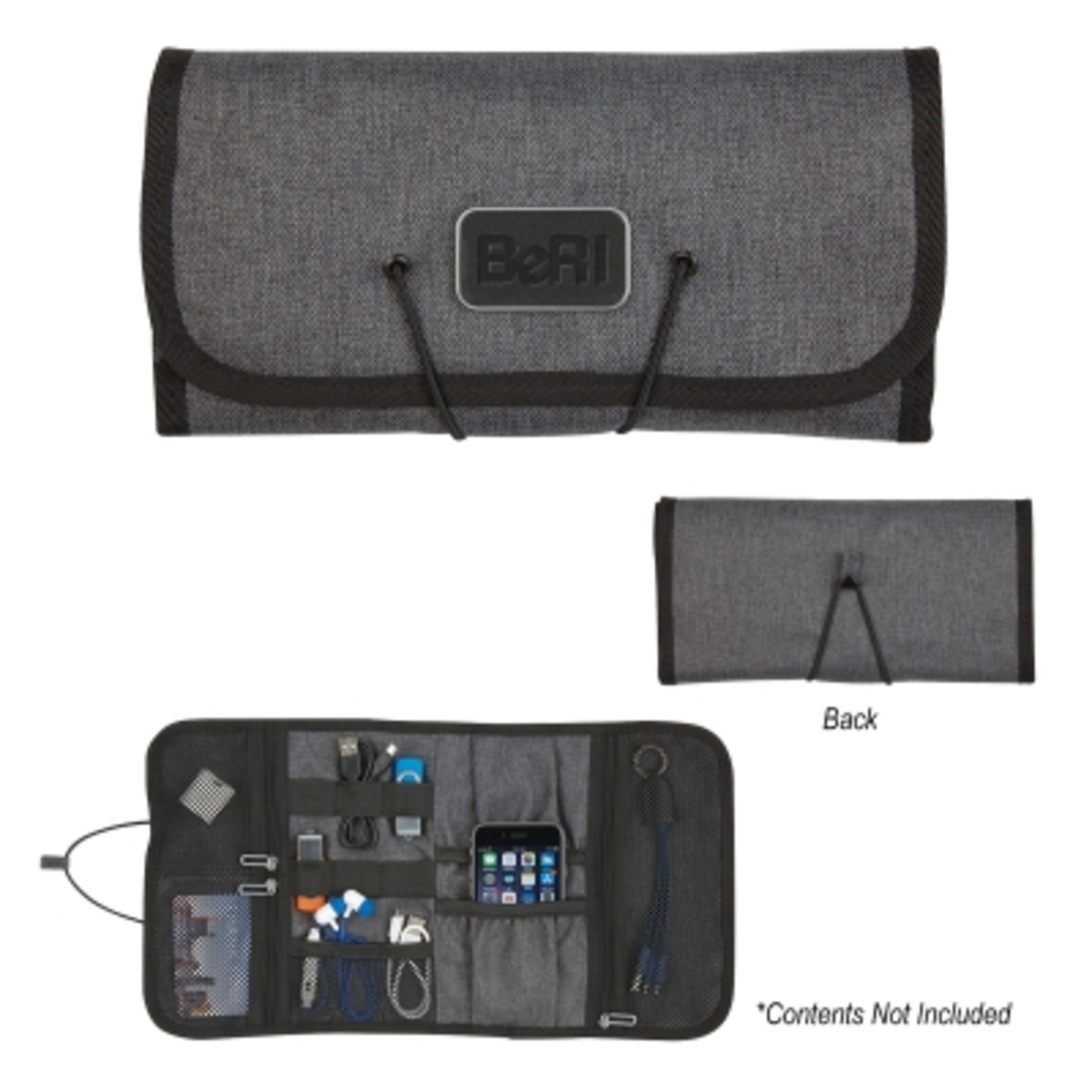 Travel Tech Organizer Recycled Polyester - 9 x 4.25 in - Gray - Deboss - product view 2