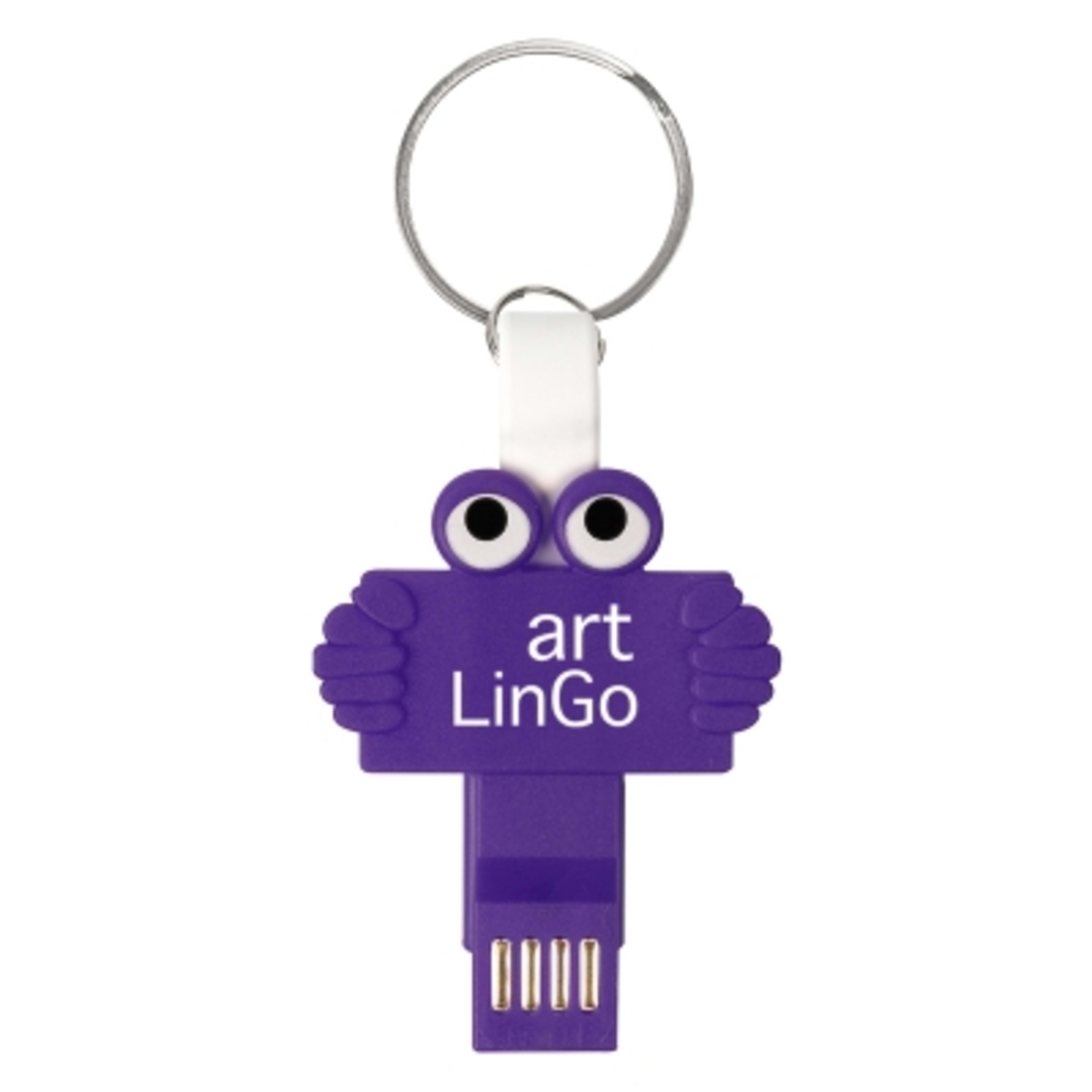 Charging Cable Keychain 3-in-1 Magnetic - 2.5 x 1.5 in - Purple - Padpint - promotional product with custom logo