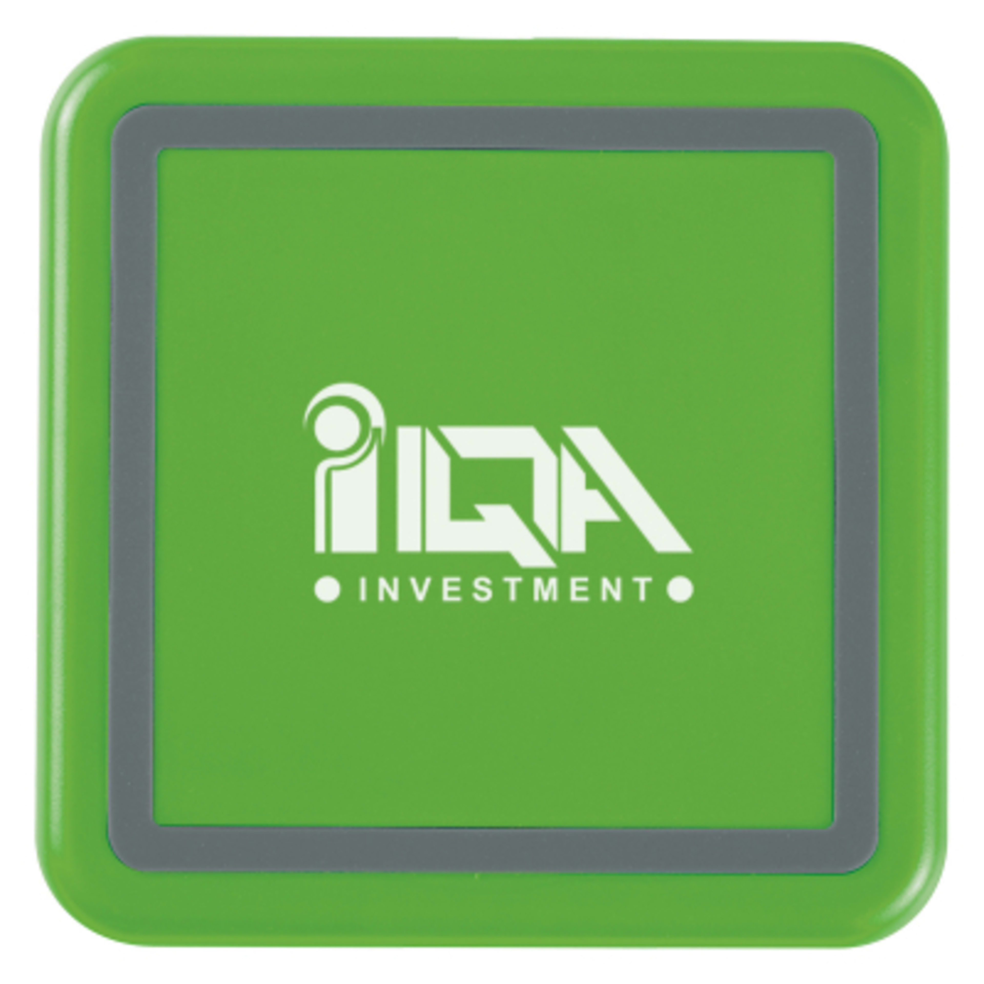 Square Wireless Charging Pad with LED - 3.5 in - Lime - Silkscreen - product view 2