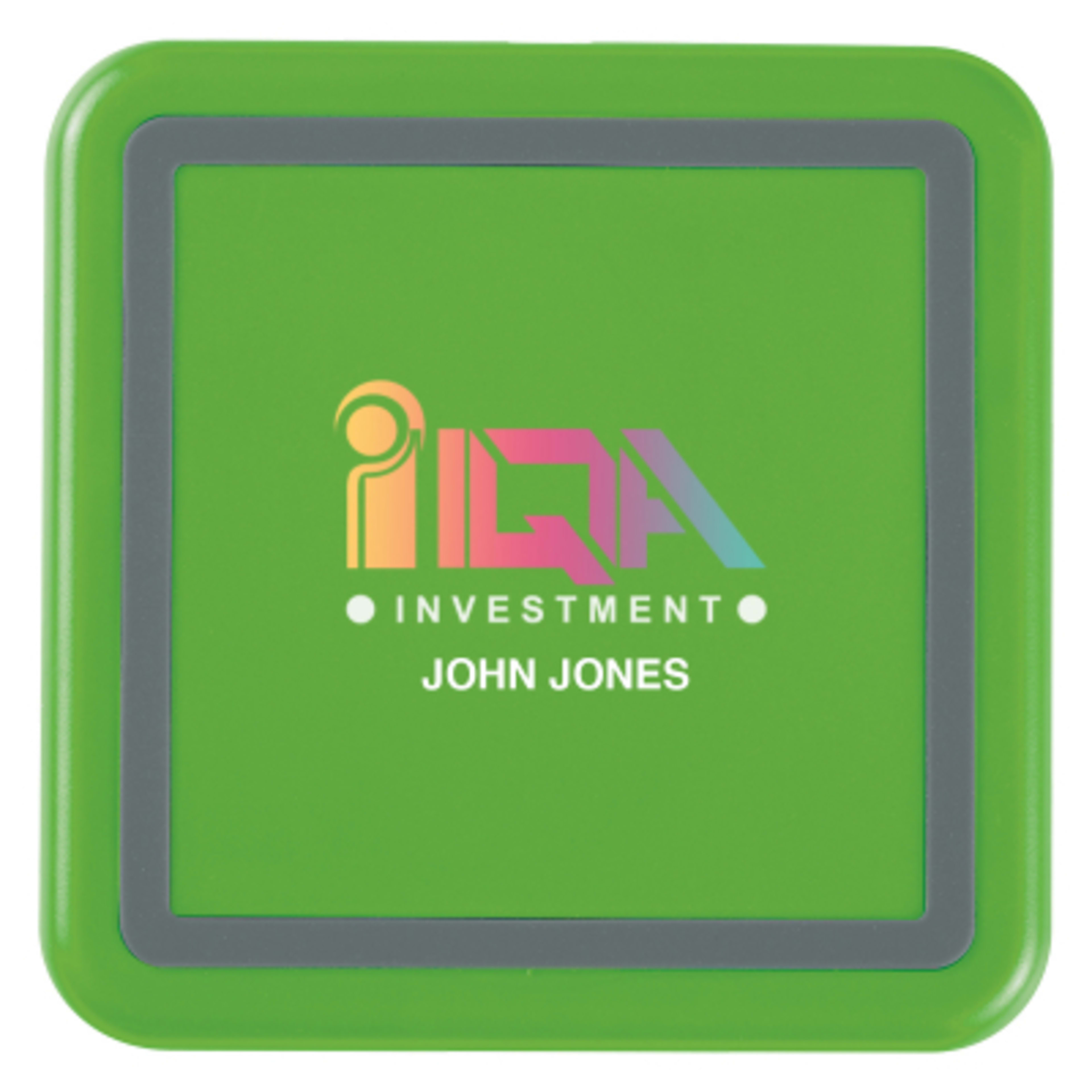 Square Wireless Charging Pad with LED - 3.5 in - Lime - Personalization Digibrite - product view 3