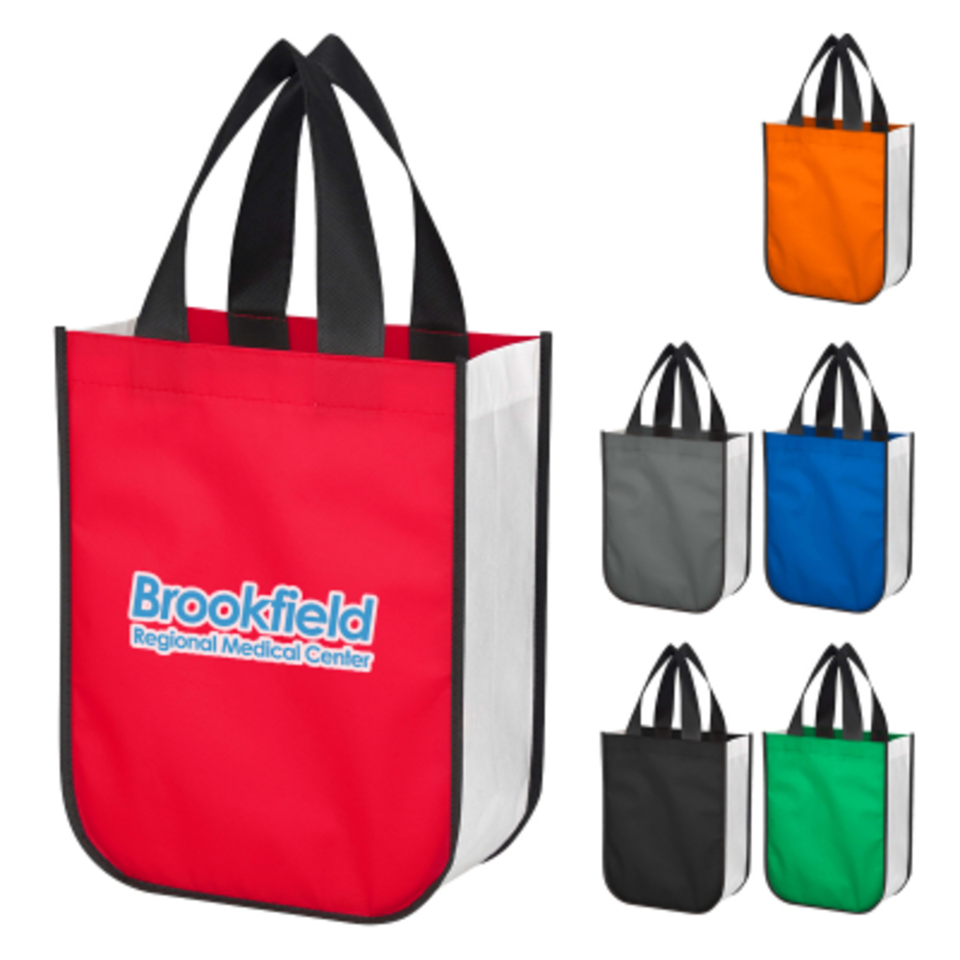 Custom Non-Woven Shopper Tote RPET Recycled - 9.25 x 11.75 in - Group Shot - product view 3