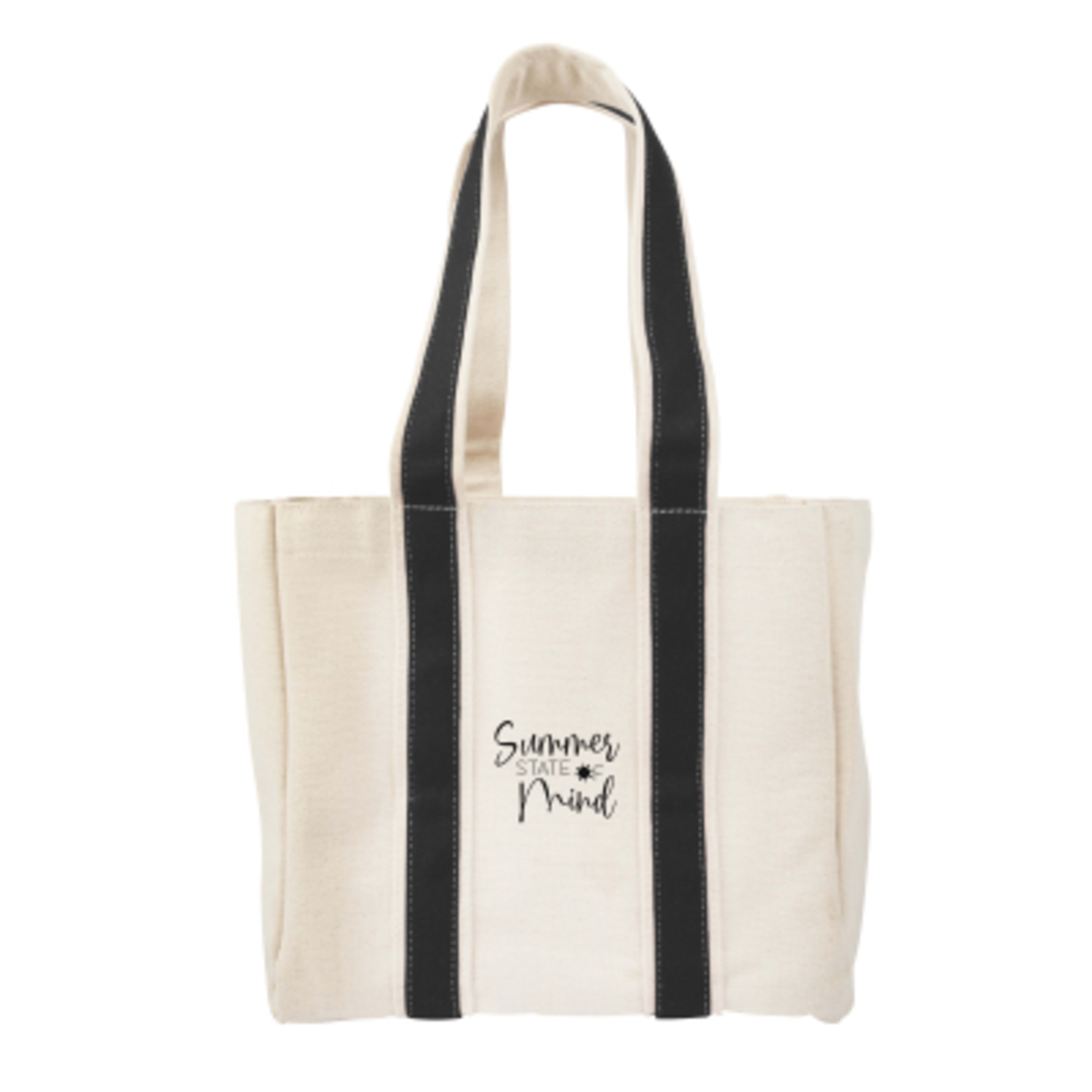 Wine Bottle Tote Bag Cotton Canvas Four Bottle - 10⅓ x 9½ in - NAT/Black - Silkscreen - product view 1