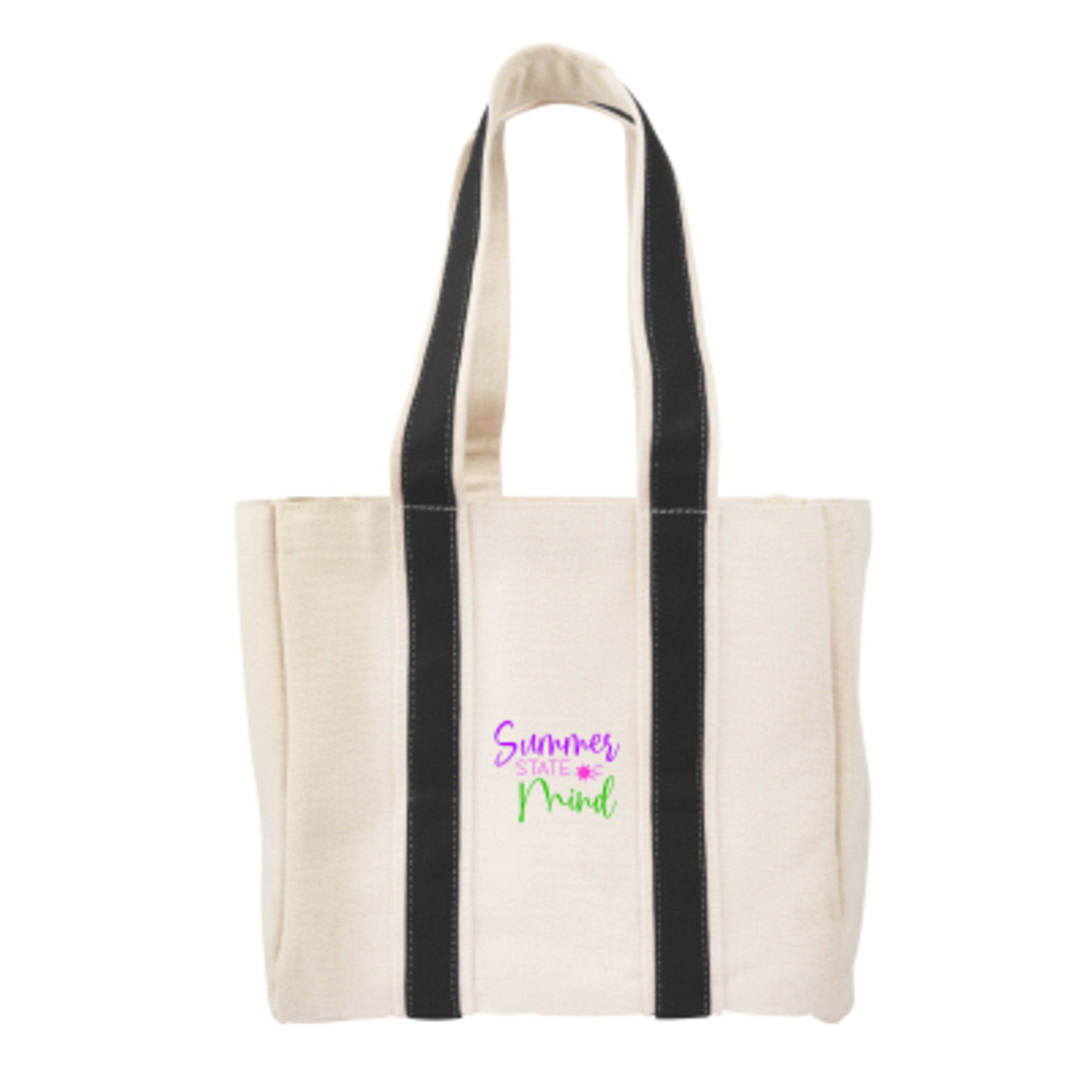 Wine Bottle Tote Bag Cotton Canvas Four Bottle - 10⅓ x 9½ in - NAT/Black - Colorbrite - product view 2