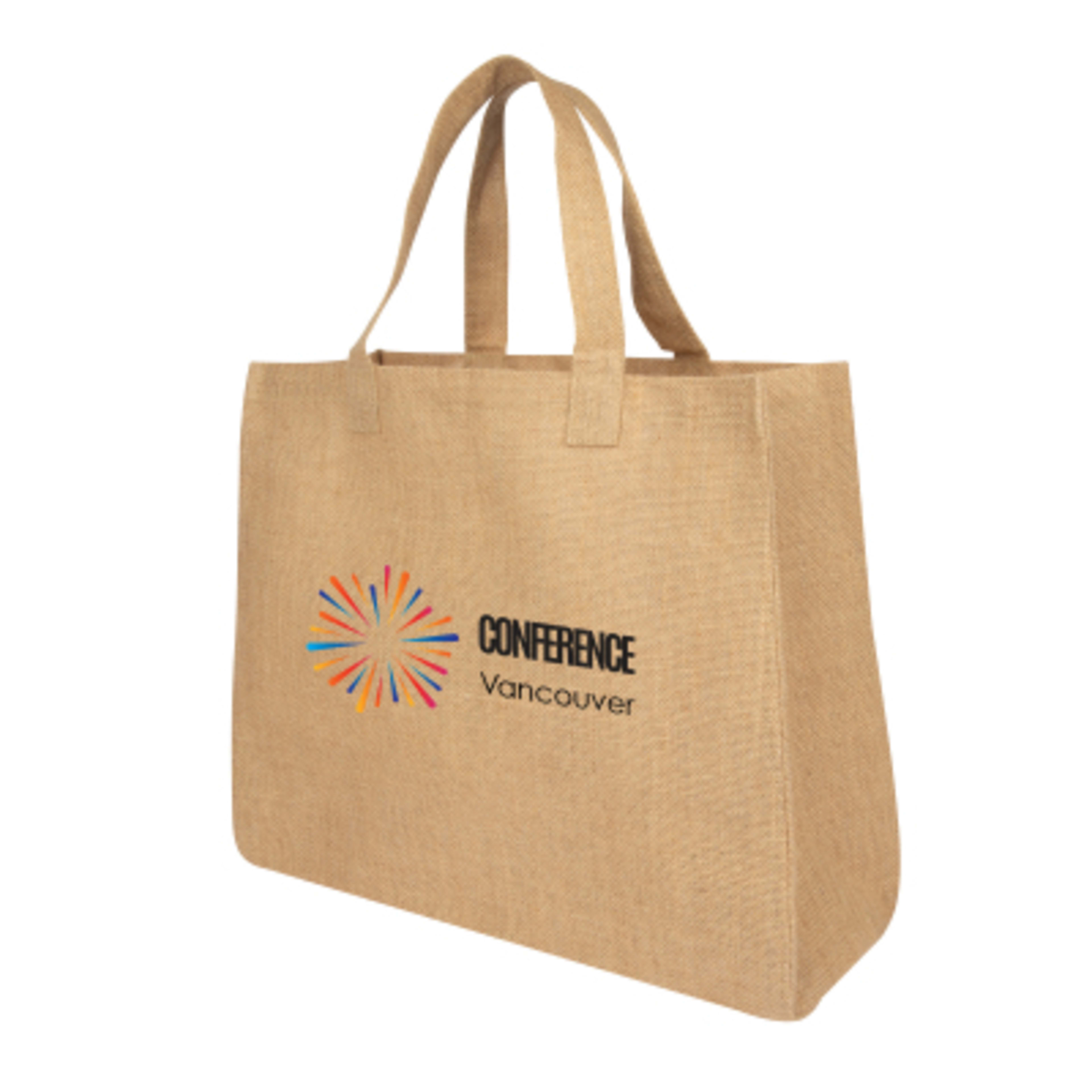 Custom Tote Bag Laminated Jute Large Open - 17 x 14 in - NAT - Colorbrite - product view 2
