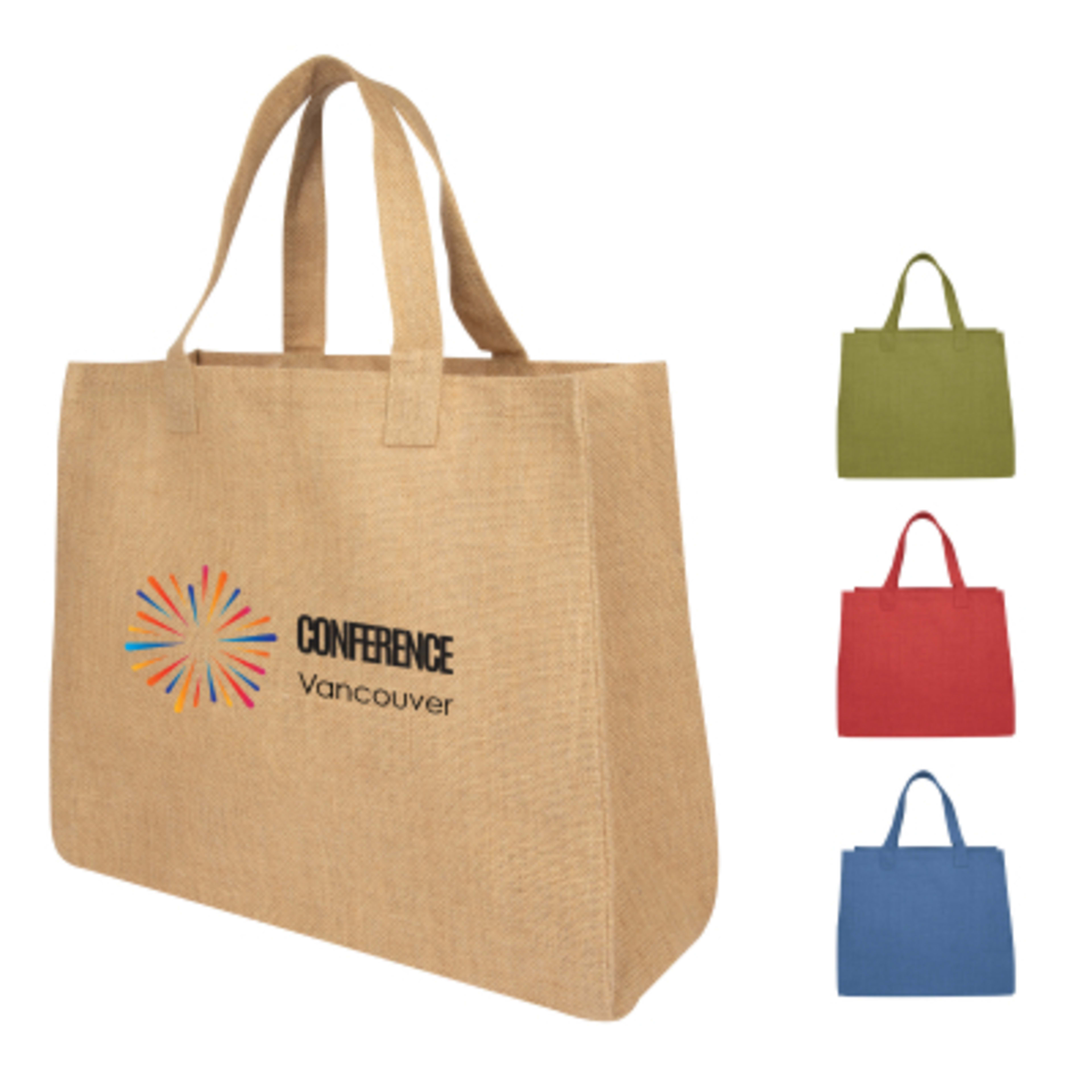 Custom Tote Bag Laminated Jute Large Open - 17 x 14 in - Group Shot - product view 3