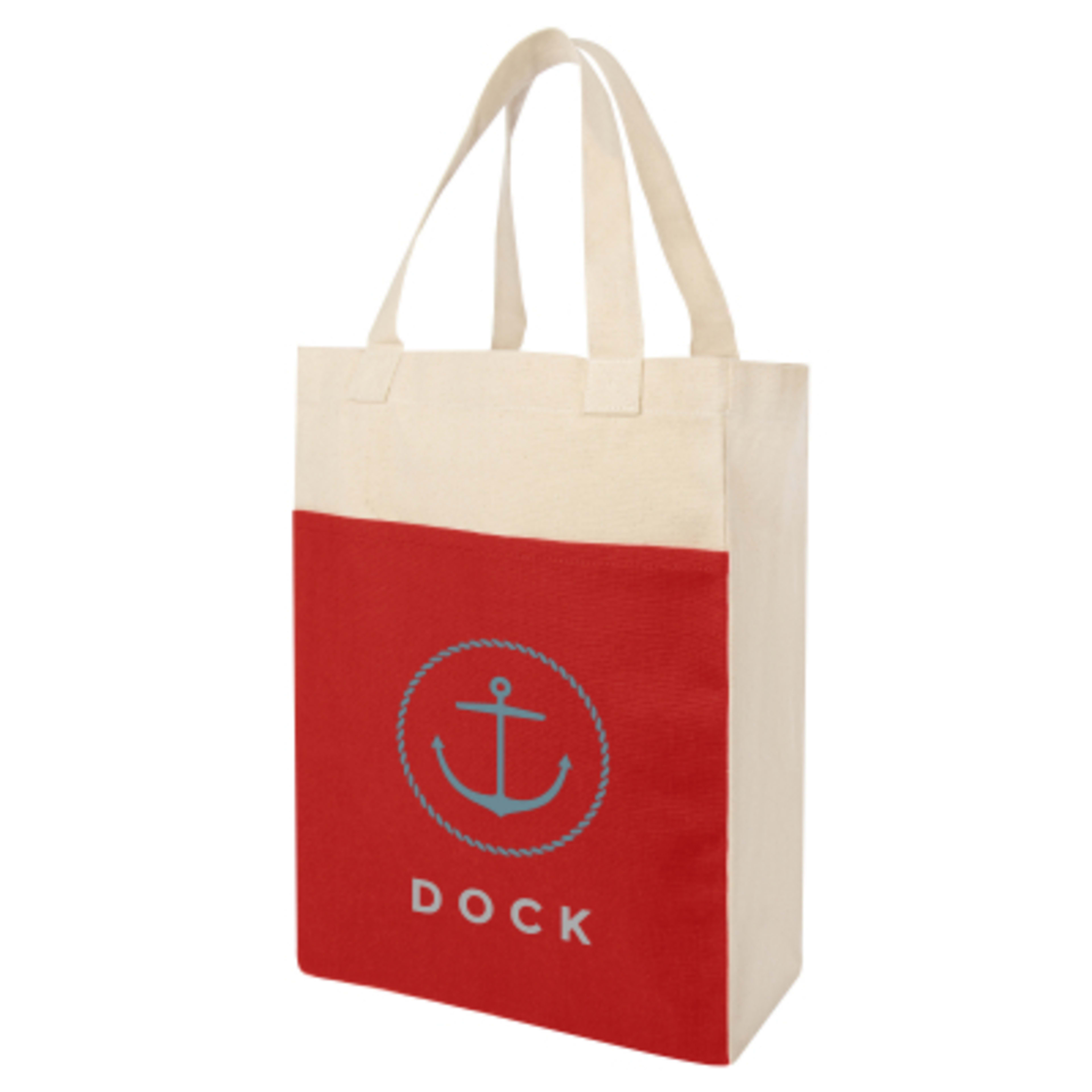 Custom Tote Bag Cotton Canvas Shopper Style - 15 x 11 in - Red/NAT - Silkscreen - promotional product with custom logo