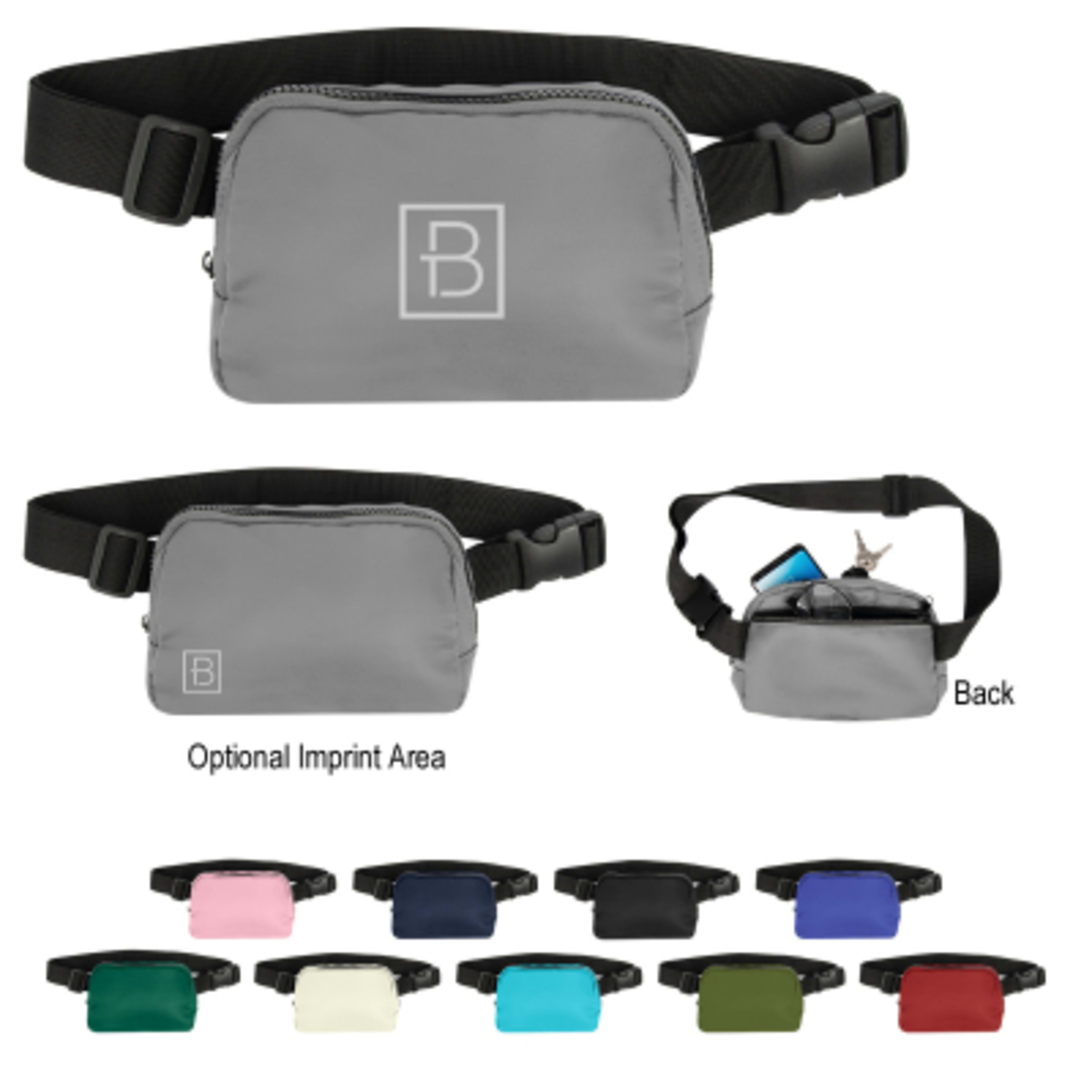 Belt Bag Recycled Polyester Convertible Style - 7 x 5 in - Group Shot - product view 3